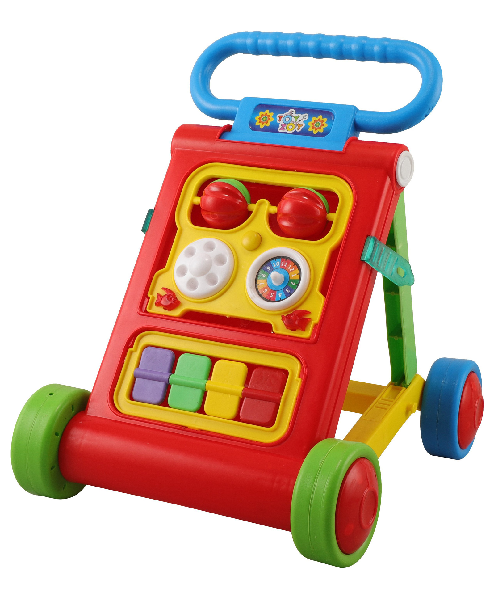 JoyRide Baby Activity Walker, Foldable Musical Push Walker for Babies with Recreational Toy Bar 6 to 18 Months, RED-picture-0