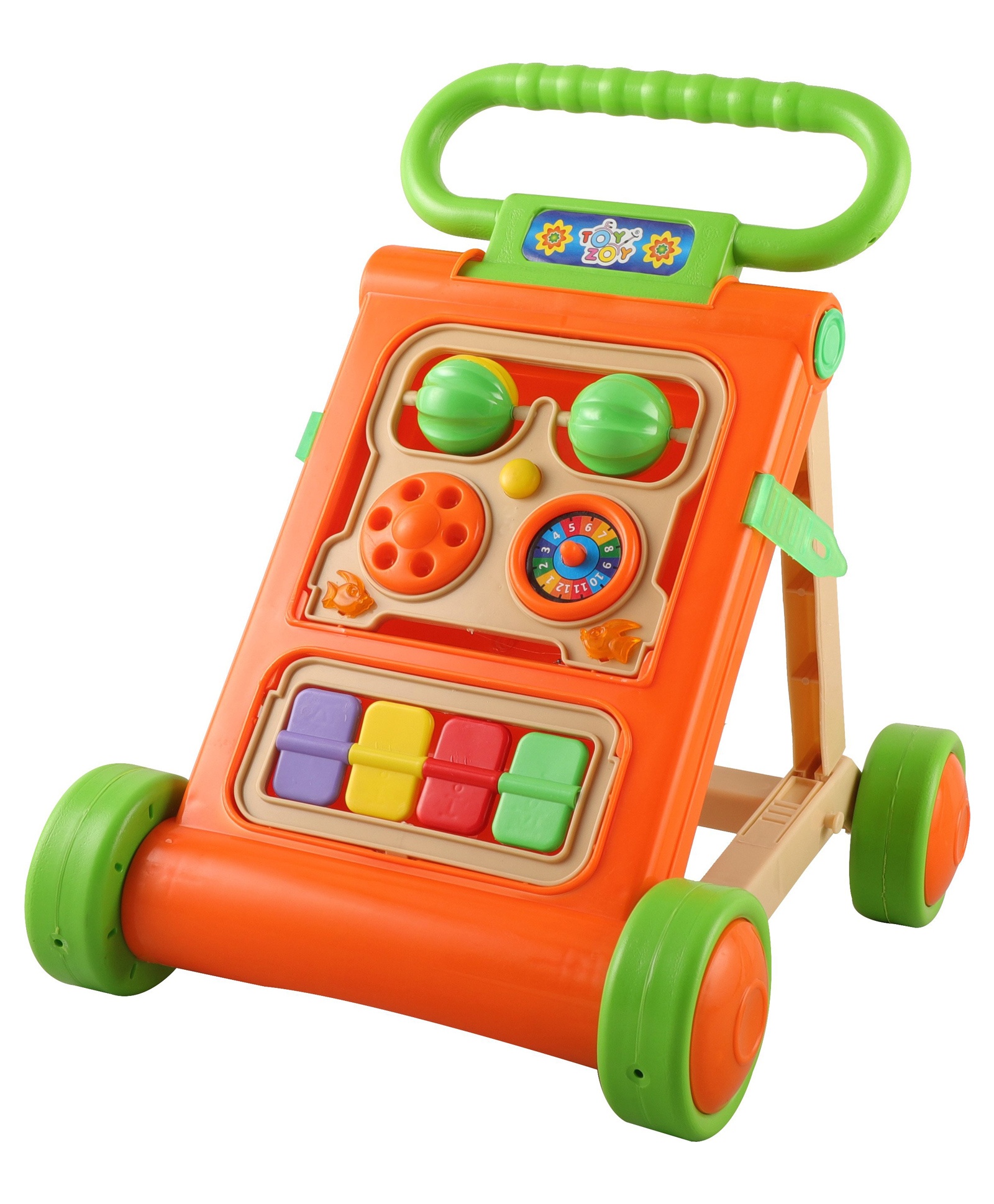 JoyRide Baby Activity Walker, Foldable Musical Push Walker for Babies with Recreational Toy Bar 6 to 18 Months, Orange-image-27