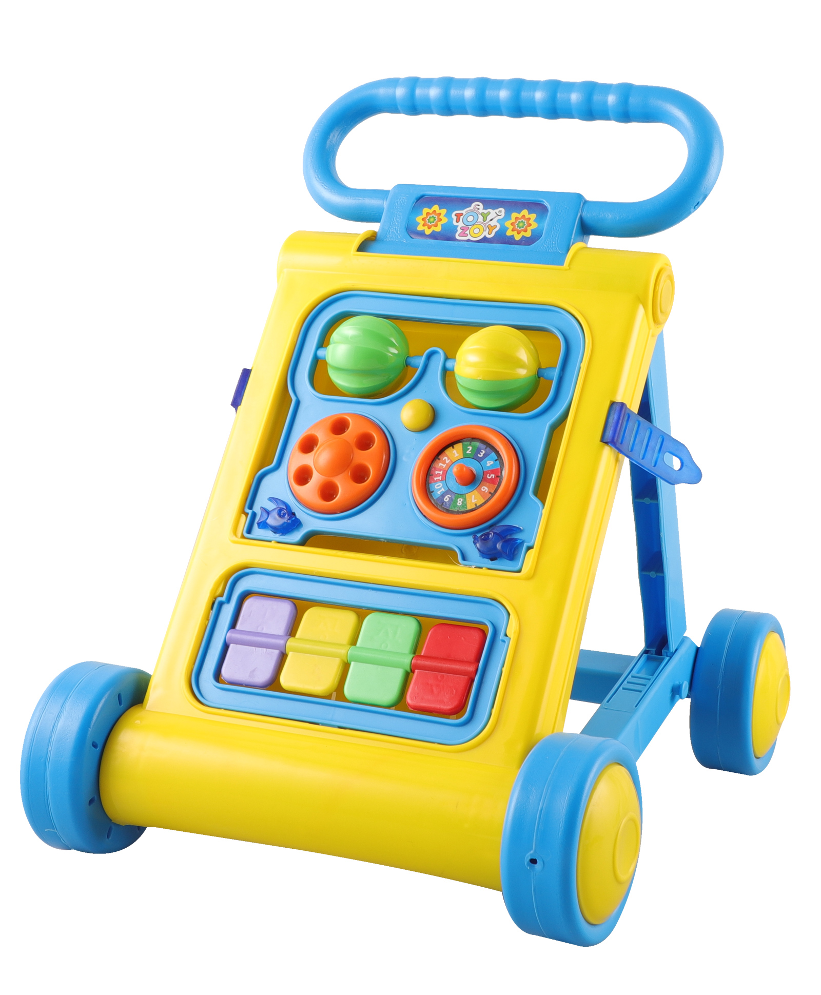 JoyRide Baby Activity Walker, Foldable Musical Push Walker for Babies with Recreational Toy Bar 6 to 18 Months,Blue-image-39