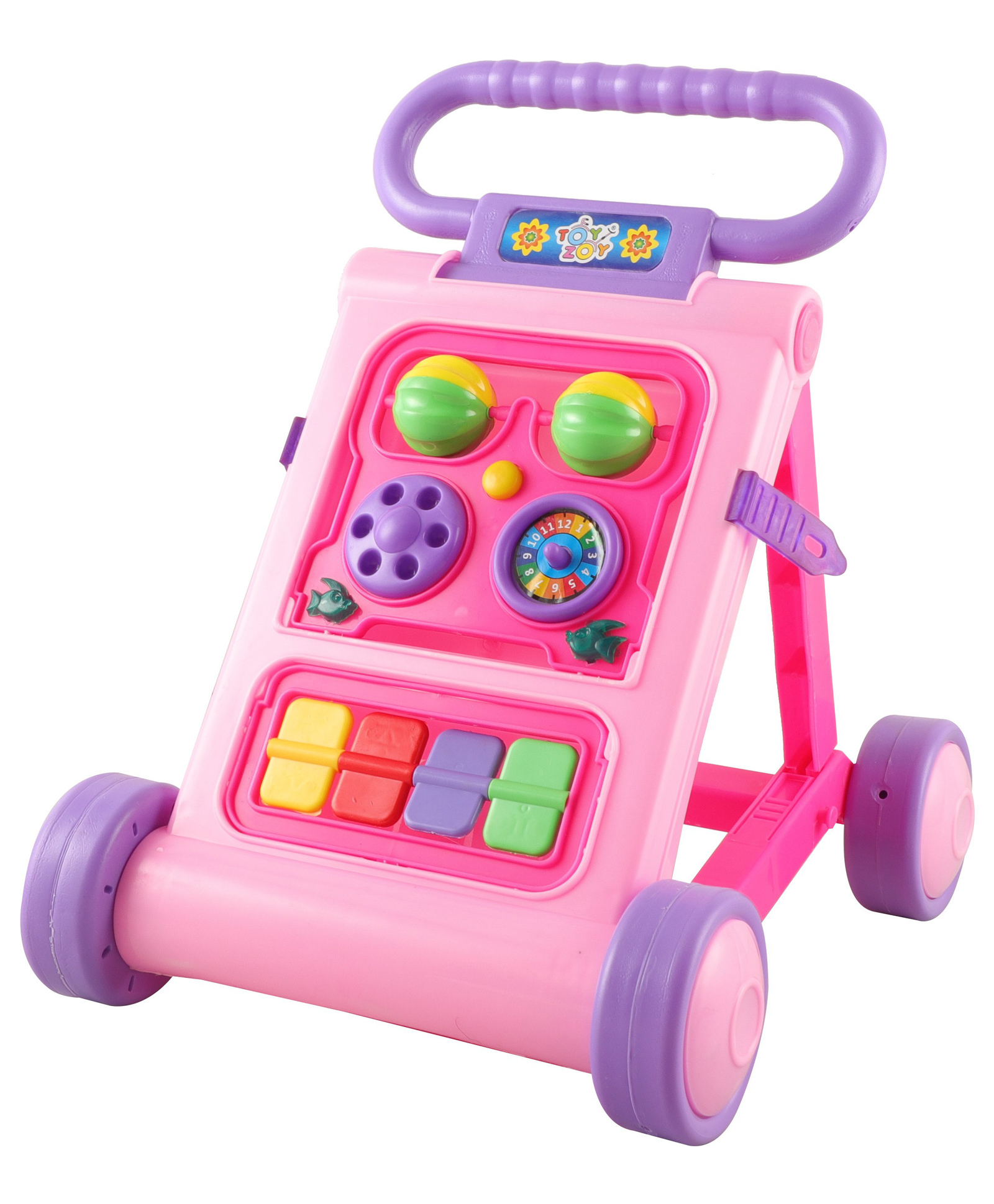 JoyRide Baby Activity Walker, Foldable Musical Push Walker for Babies with Recreational Toy Bar 6 to 18 Months,Pink-image-31