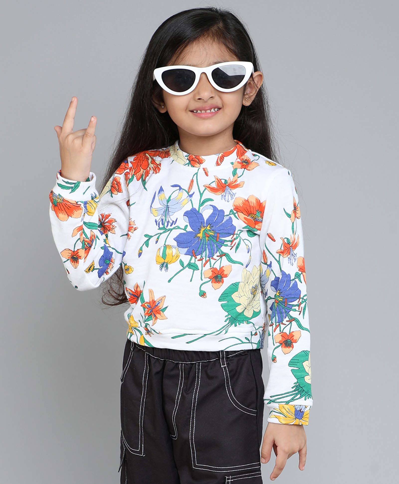 Taffykids Full Sleeves Floral Printed Sweatshirt - Multi Colour-picture-23