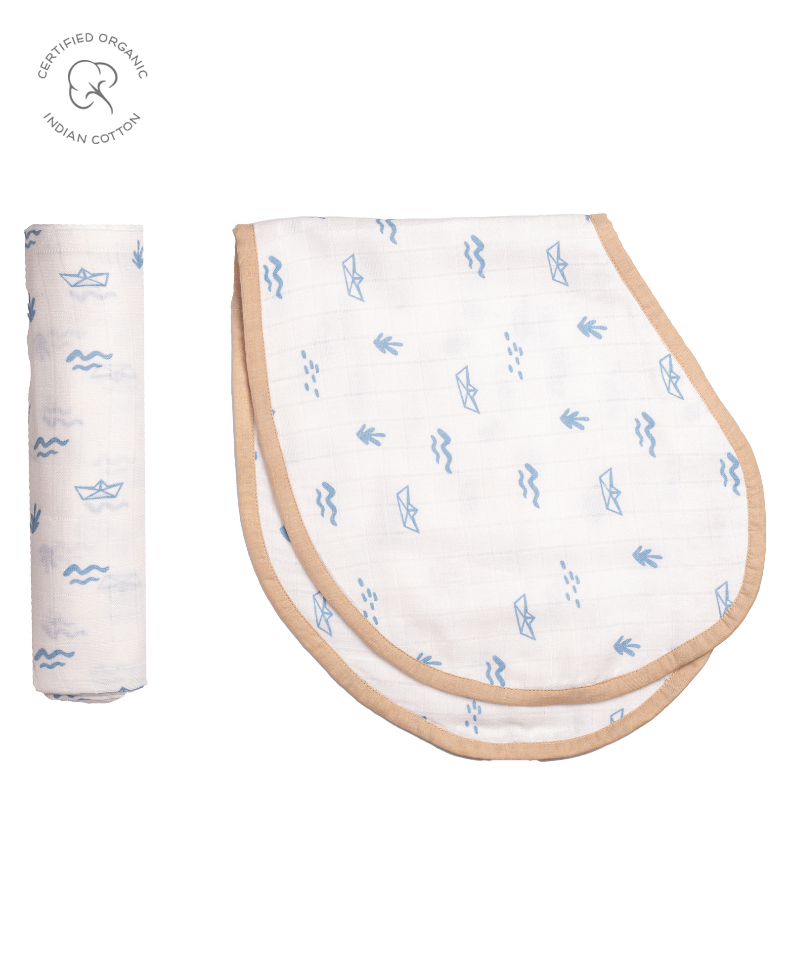 Masilo Swaddle & Burp Cloth Bib - Sea Breeze-image-27