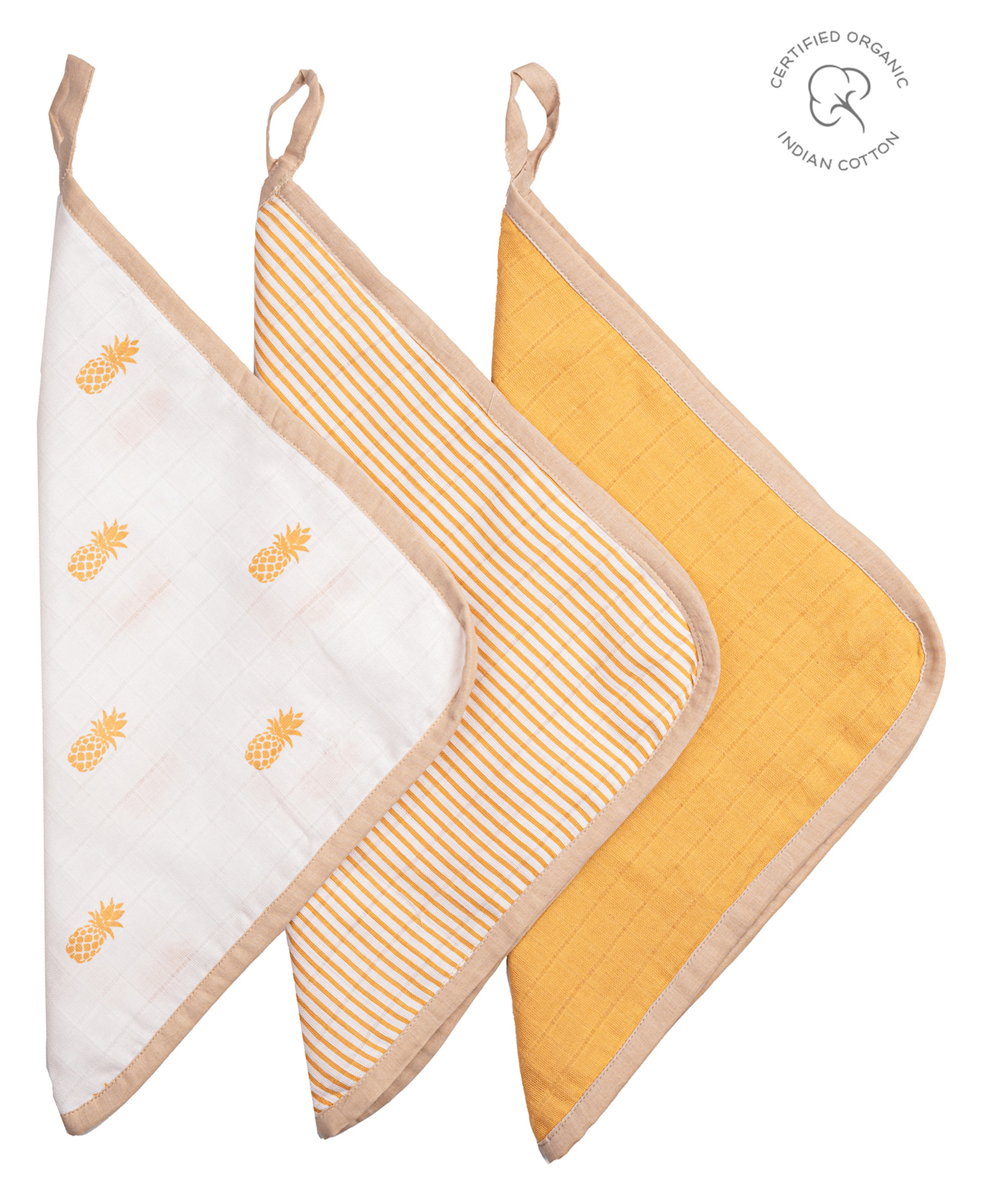 Masilo Organic Muslin Washcloths (Set of 3)  Pineapple Bliss-image-26