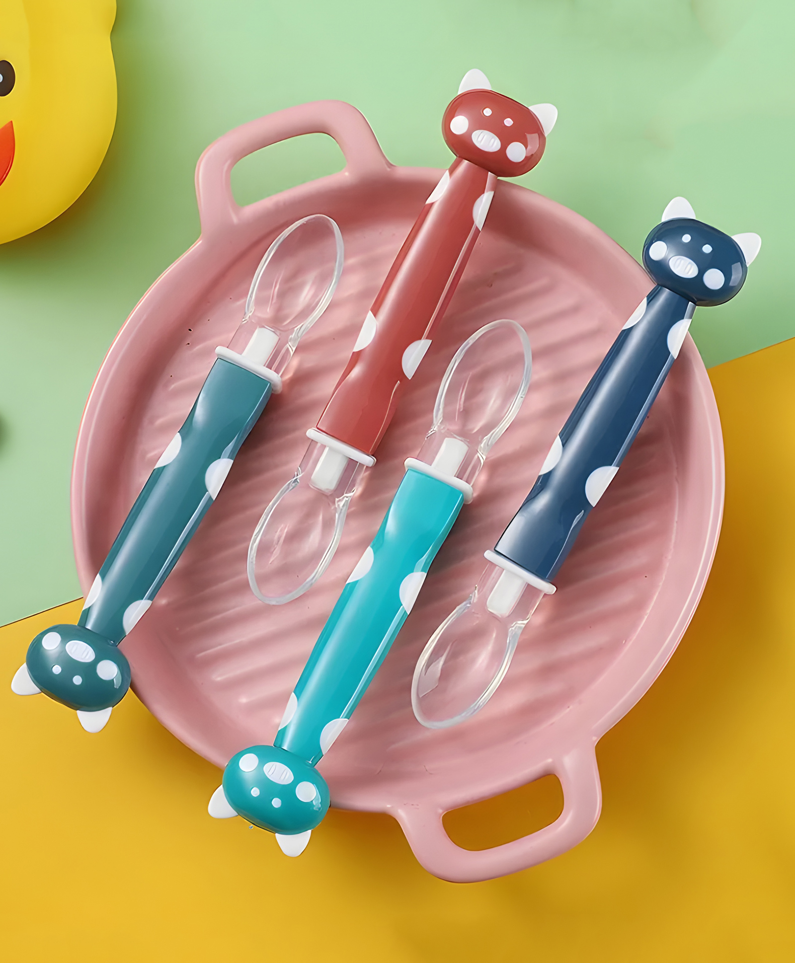 cozy vibes Cozy VibesBpa Free Cartoon Silicone Spoon Tableware Feeding Cutlery Set Training Spoon Silicone Spoon Set for Kids--Pack of 1-Color May Vary-picture-16