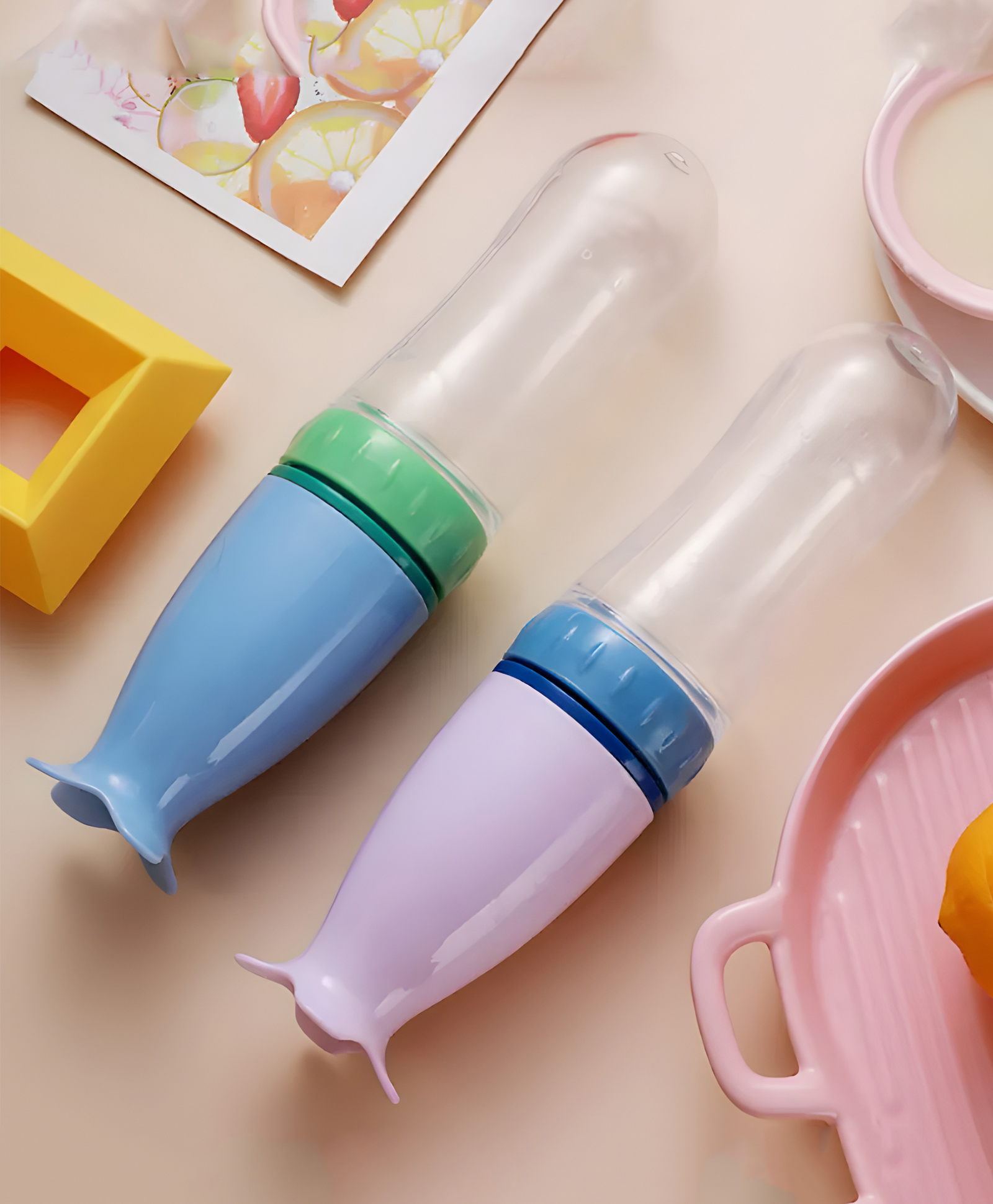 COZY VIBES  BPA Free 90ml Silicone Squeeze Bottle Spoon Toddler Food Dispensing Spoon Baby Feeding Bottle Spoon-PACK OF 1-COLOR MAY VARY-image-5