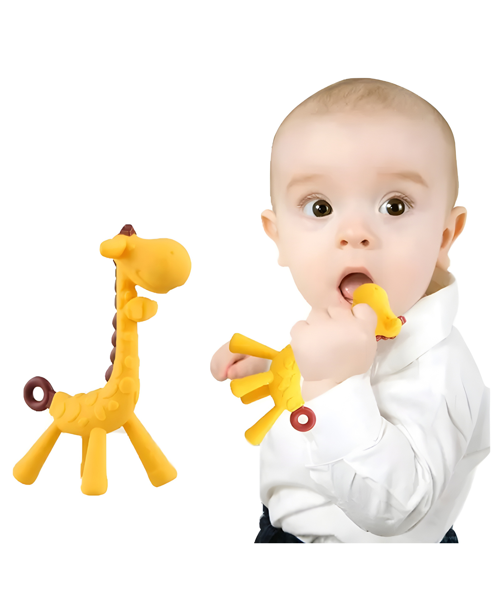 Cozy Vibes Giraffe Shape Baby Bpa Free Food Grade Silicone Chew Baby Teething Teeth Silicone Teether-Pack of 1-Color May Vary-image-38
