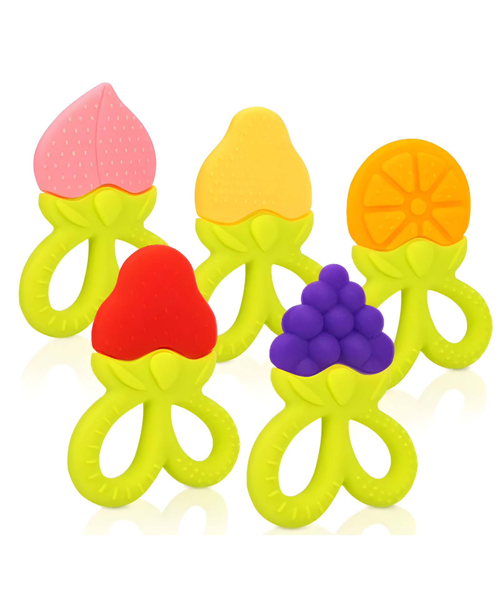 Cozy Vibes Silicone Fruit Baby Teether Toy with Storage Case Infant Sore Gums Pain Relief Teethers-Pack of 1-Color May Vary-image-22