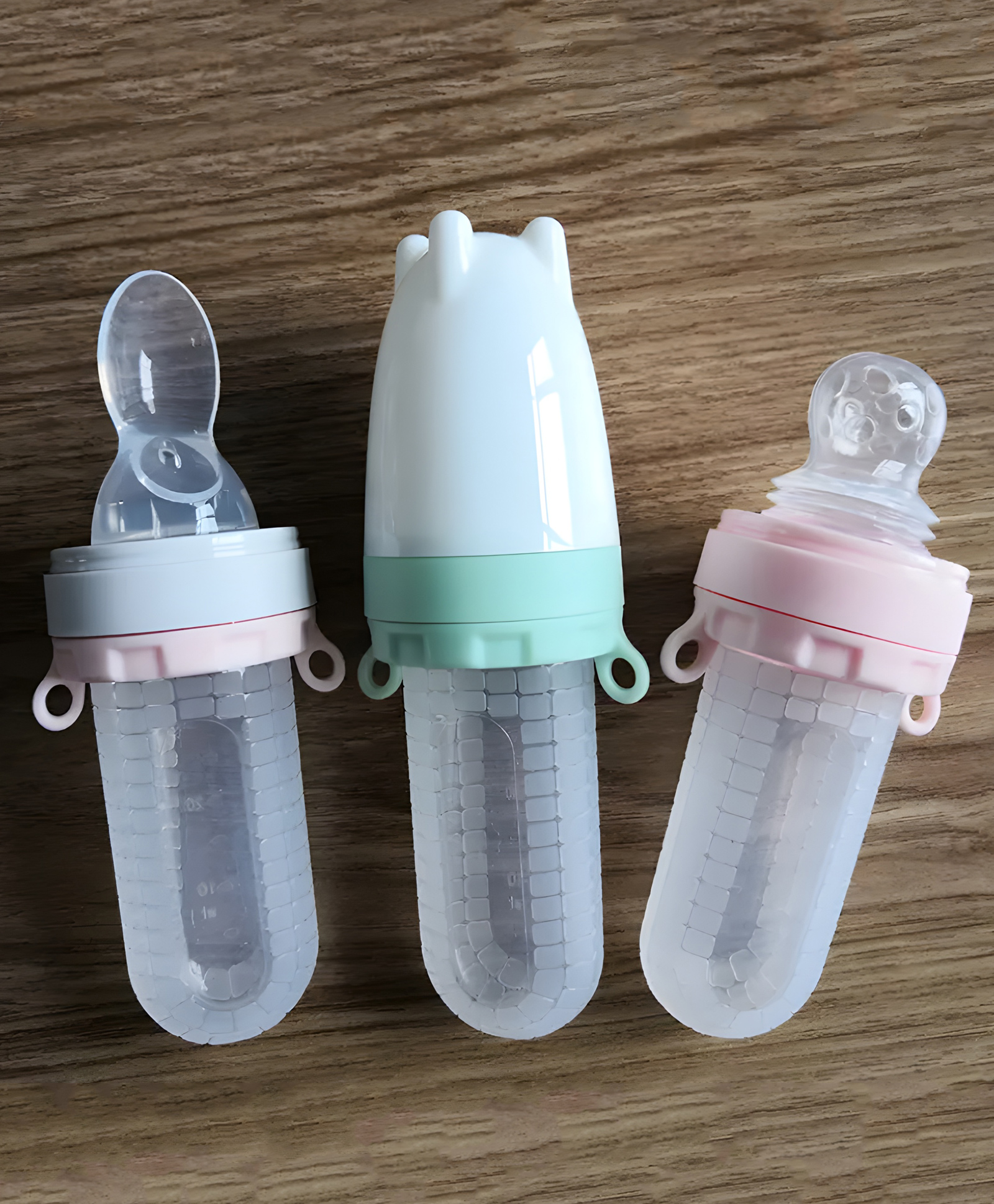 Cozy Vibes Food Grade Silicone Baby Feeding Bottle Food Cereal Rice with Spoon and Nipple Pacifier-Pack of 1-Color May Vary-image-10