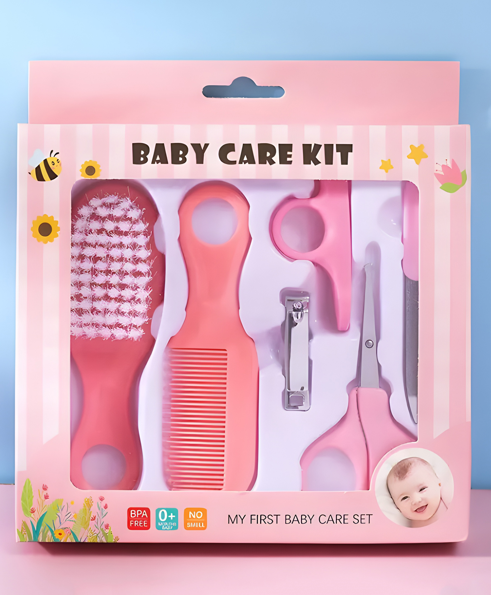 COZY VIBES  6 Pieces Grooming Kit Nail Clippers Health Toothbrush Comb Brush Safety Set Bag Baby Care Kit--PACK OF 1-COLOR MAY VARY-picture-11