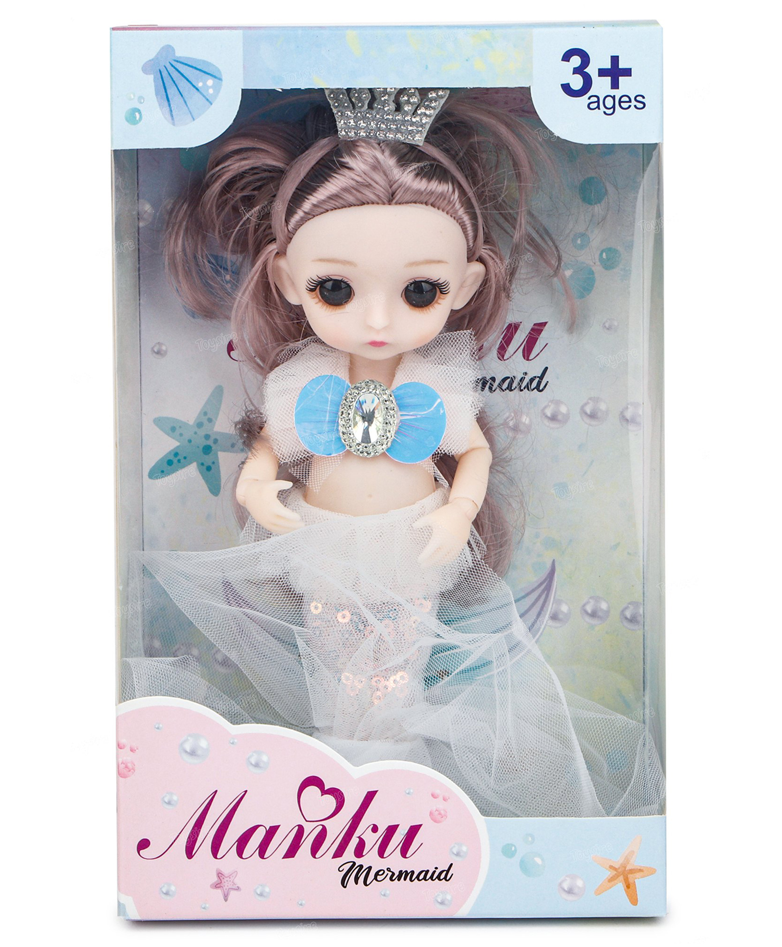 Toysire  Mermaid Doll Girl Toys Clothing Frock Realistic Role Play Toy for Kids(White) - Height 18 cm-image-44