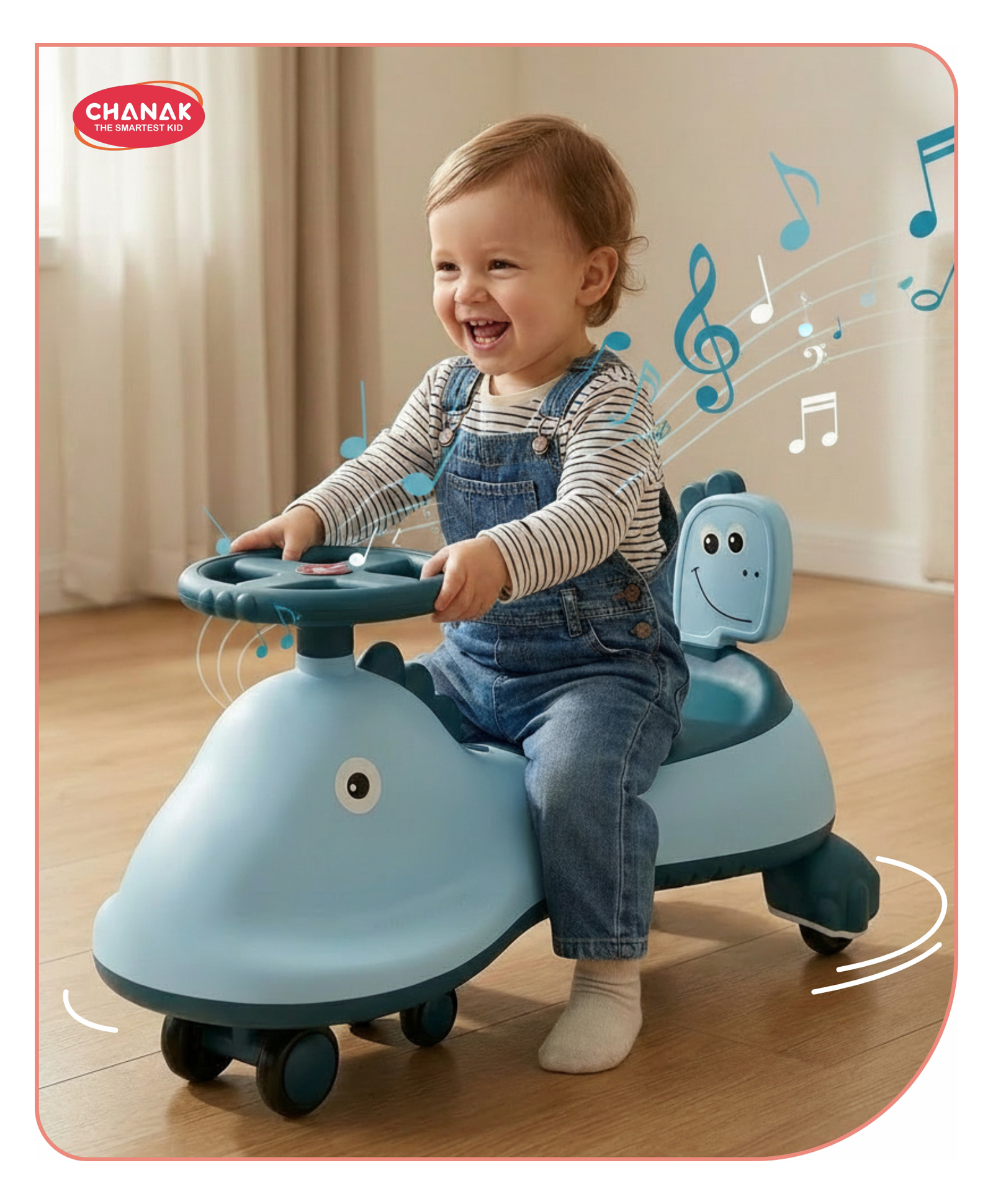 Aditi Toys Kids RideOn Car with 360° Rotating Wheels, Smooth Turning System, Motion-Powered Fun, & Silent PU Wheels Durable Design, 100kg Load Capacity, Perfect for Indoor/Outdoor Play Above 3+ age (Blue)-image-14