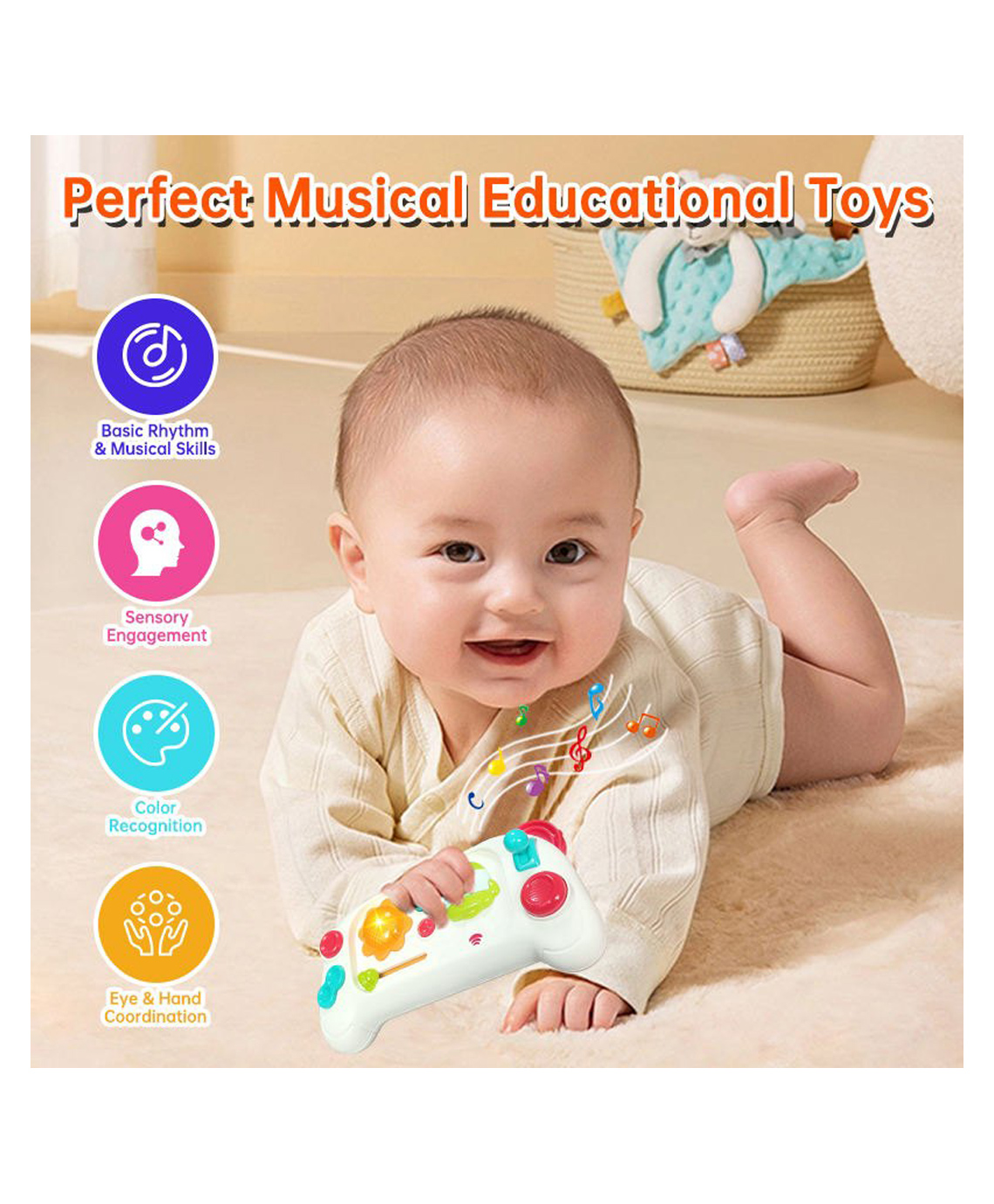 Sanjary game console baby musical game controller plastic kids educational toys sensory toy child with songs and sounds color design may vary-image-6