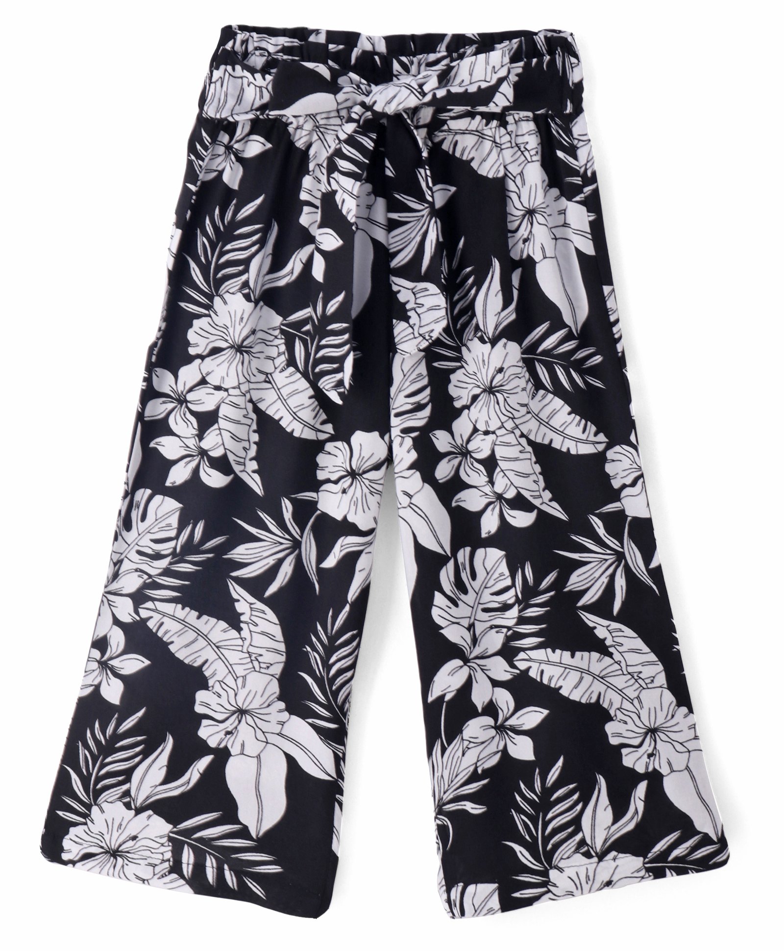 CrayonFlakes Floral Printed Belted Palazzo - Black-picture-12