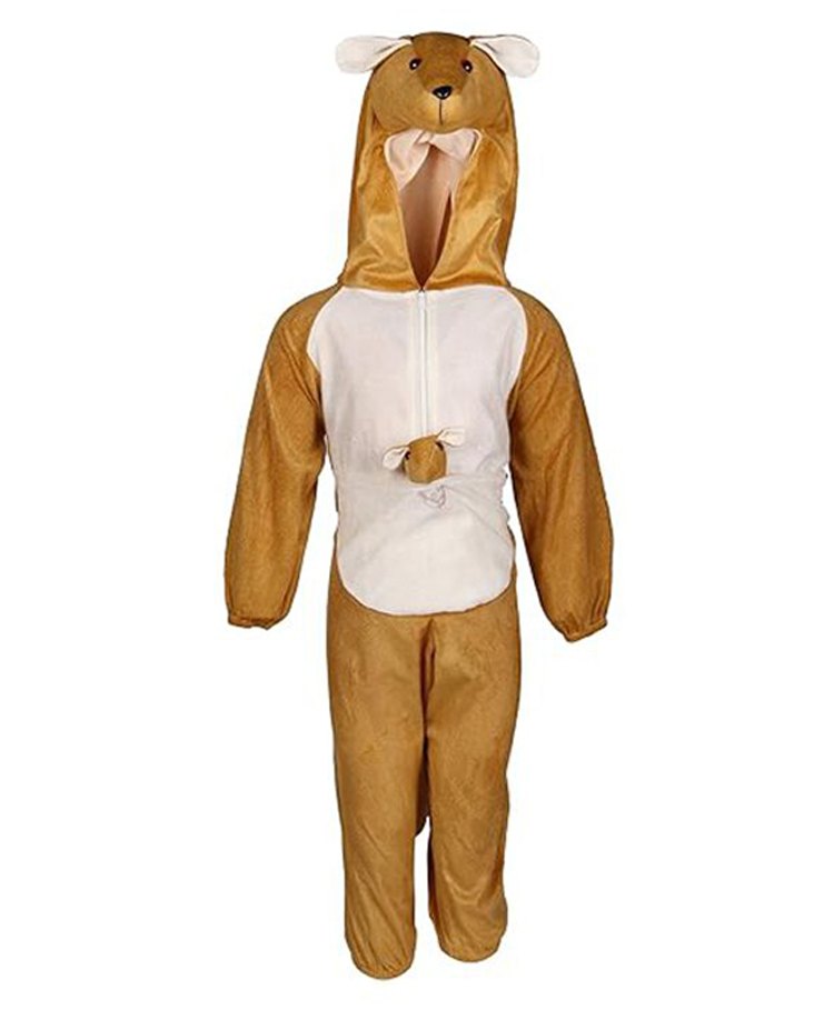 RAJ FANCY DRESSES Full Sleeves Kangaroo Animal Theme Costume Dress  - Brown & Off White-image-4