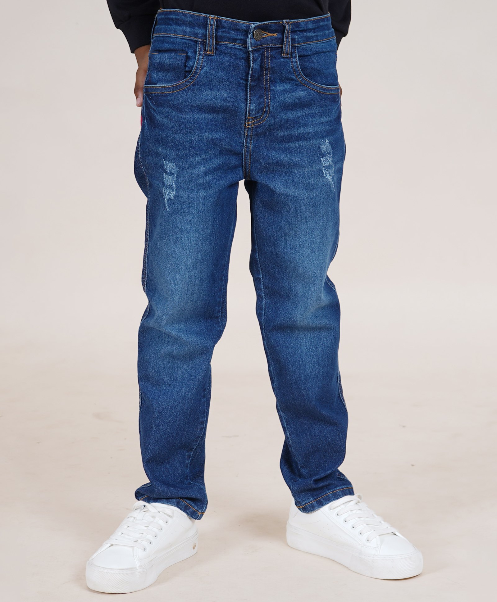 Kiddopanti Denim Solid Jeans - Dark Blue-image-43