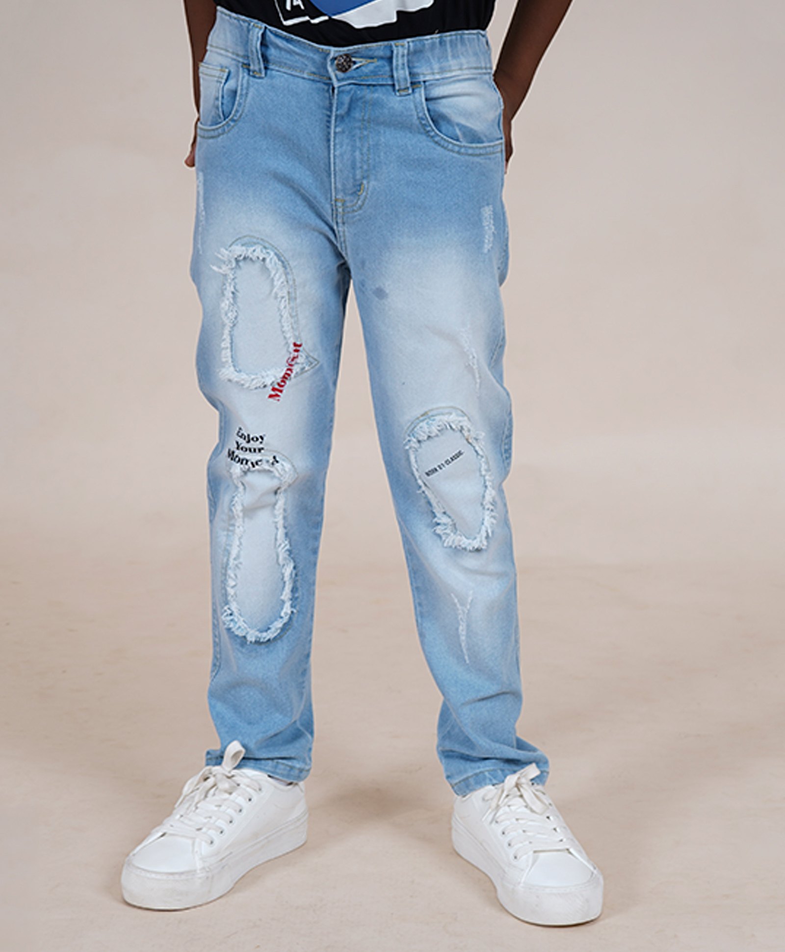 Kiddopanti Denim Solid Jeans - Light Blue-image-9