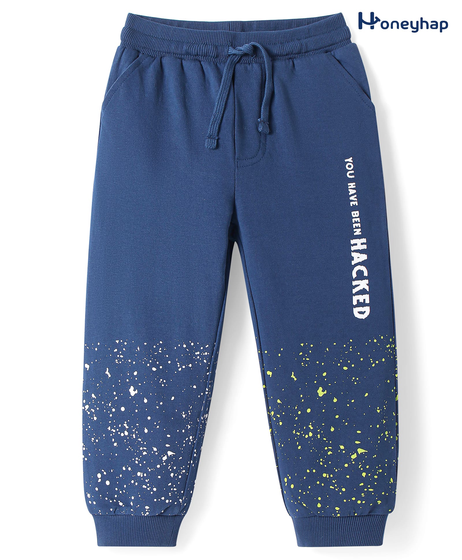 Honeyhap Premium100% Cotton Full Length Lounge and Pantswith Splash Print & Bio Finish - Navy Blue-image-25