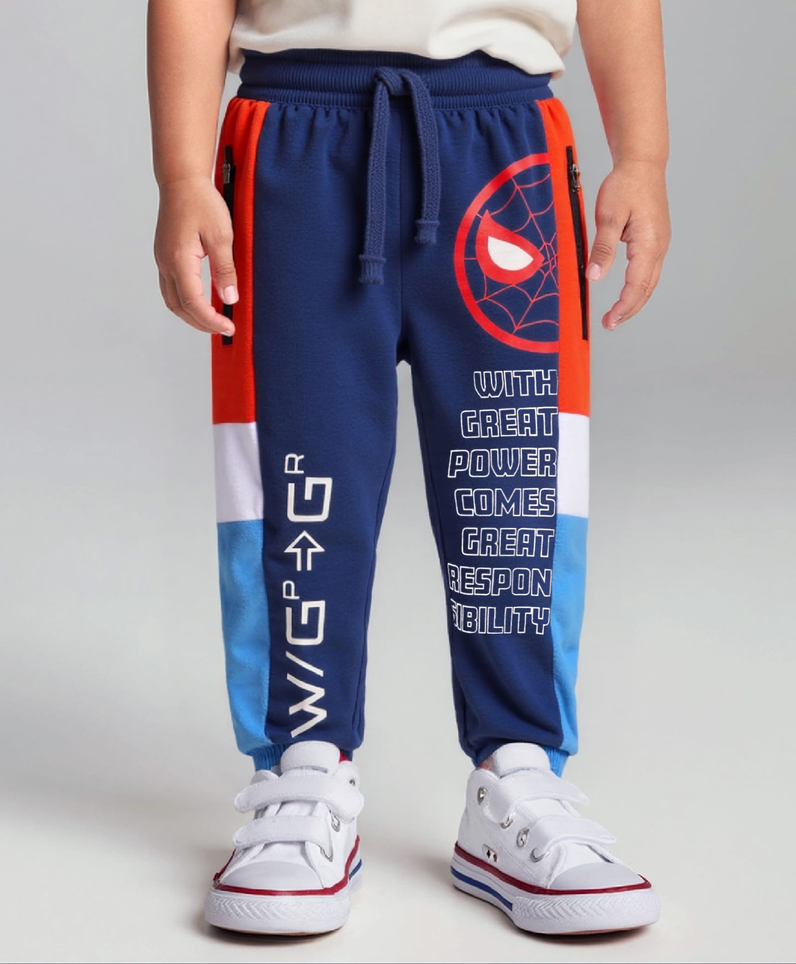 Babyhug Marvel Terry Knit Cut & Sew Full Length Lounge Pants WithSpiderman Graphic - Nay Blue-picture-10