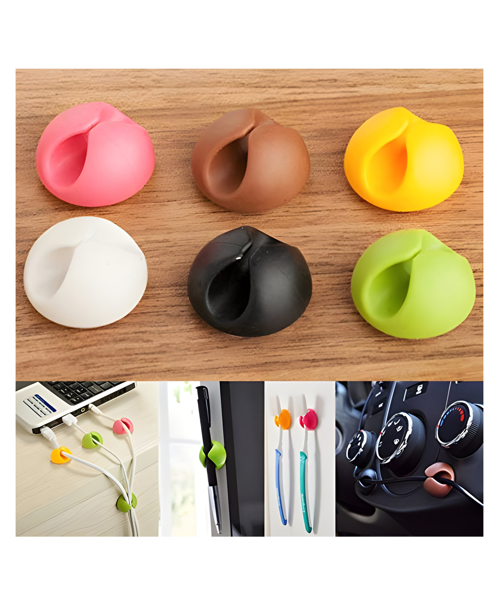 COZY VIBES 6 Pcs Cable Clips Organizer Adhesive, Colorful Cord Charger Holder Desktop Multipurpose Cable Clips Cable Drop for Home Office Cubicle Car Nightstand Wall Wood Desk-PACK OF 1-COLOR MAY VARY-image-47