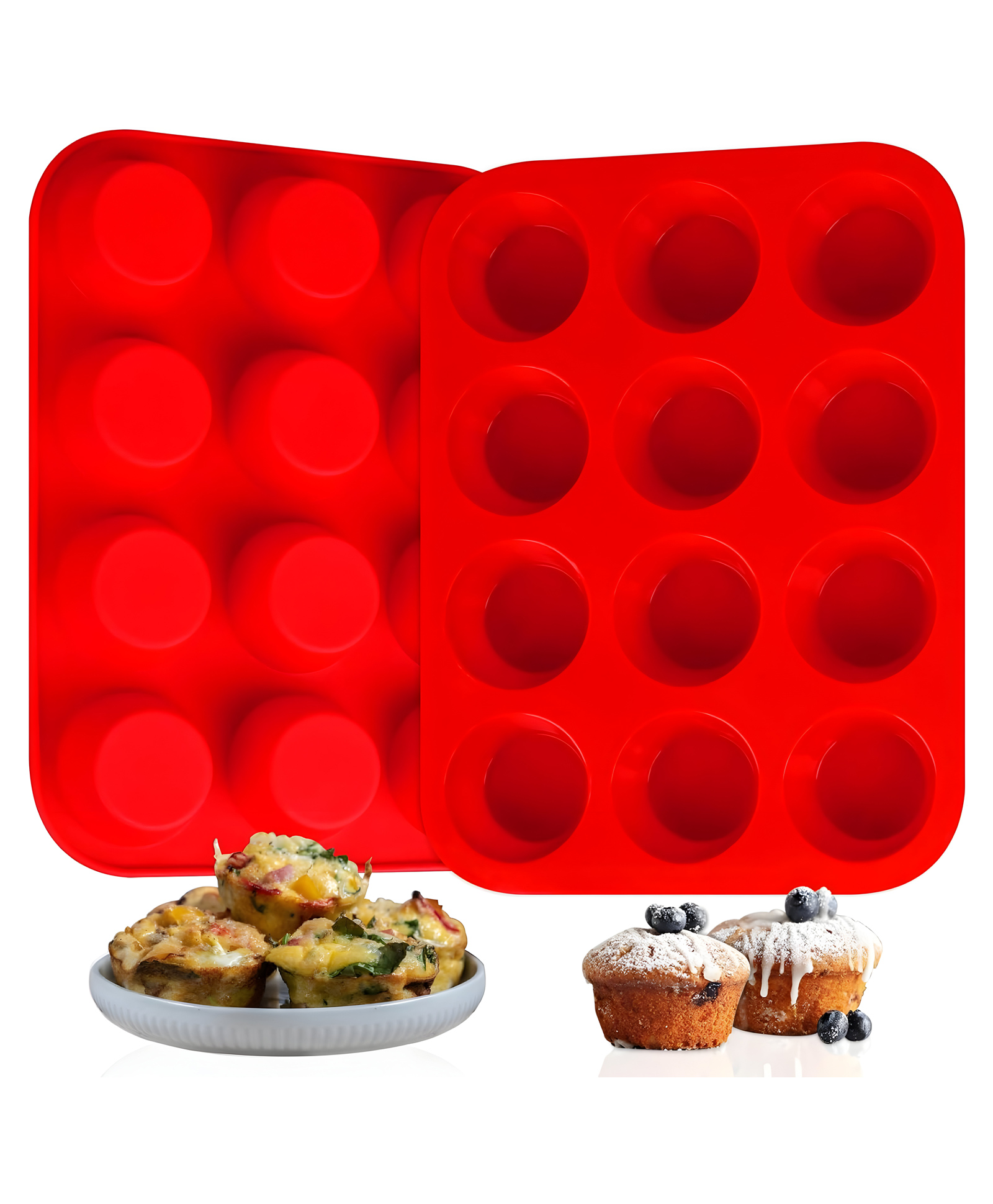 COZY VIBES Silicone Muffin Pan 12 Cup Silicone Cupcake Pan Molds Non-Stick Muffin Molds for Baking Cake, Tart, Bread, Jello-PACK OF 1-COLOR MAY VARY-image-46