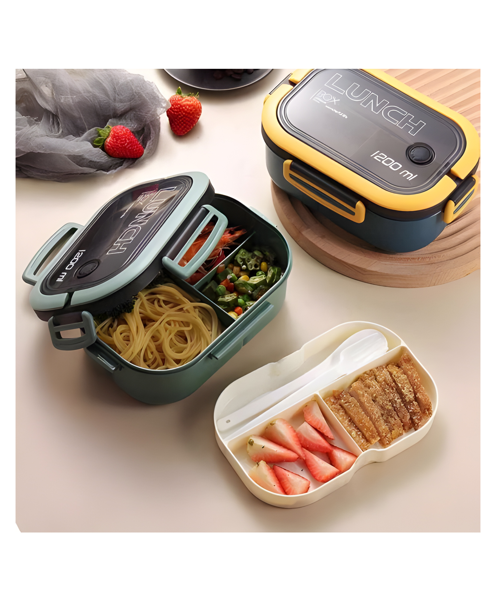 COZY VIBES Portable Sealed Lunch Box, Student Lunch Box, With Fork, Spoon, Prevent Odor, School-PACK OF 1-COLOR MAY VARY-image-12