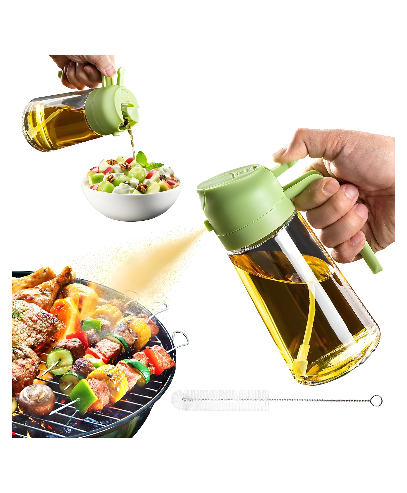COZY VIBES 2 in 1 Olive Oil Dispenser Bottle for Kitchen, Premium Glass Oil Bottle, Food-grade Oil Mister for Air Fryer, Salad, Frying-PACK OF 1-COLOR MAY VARY-picture-41