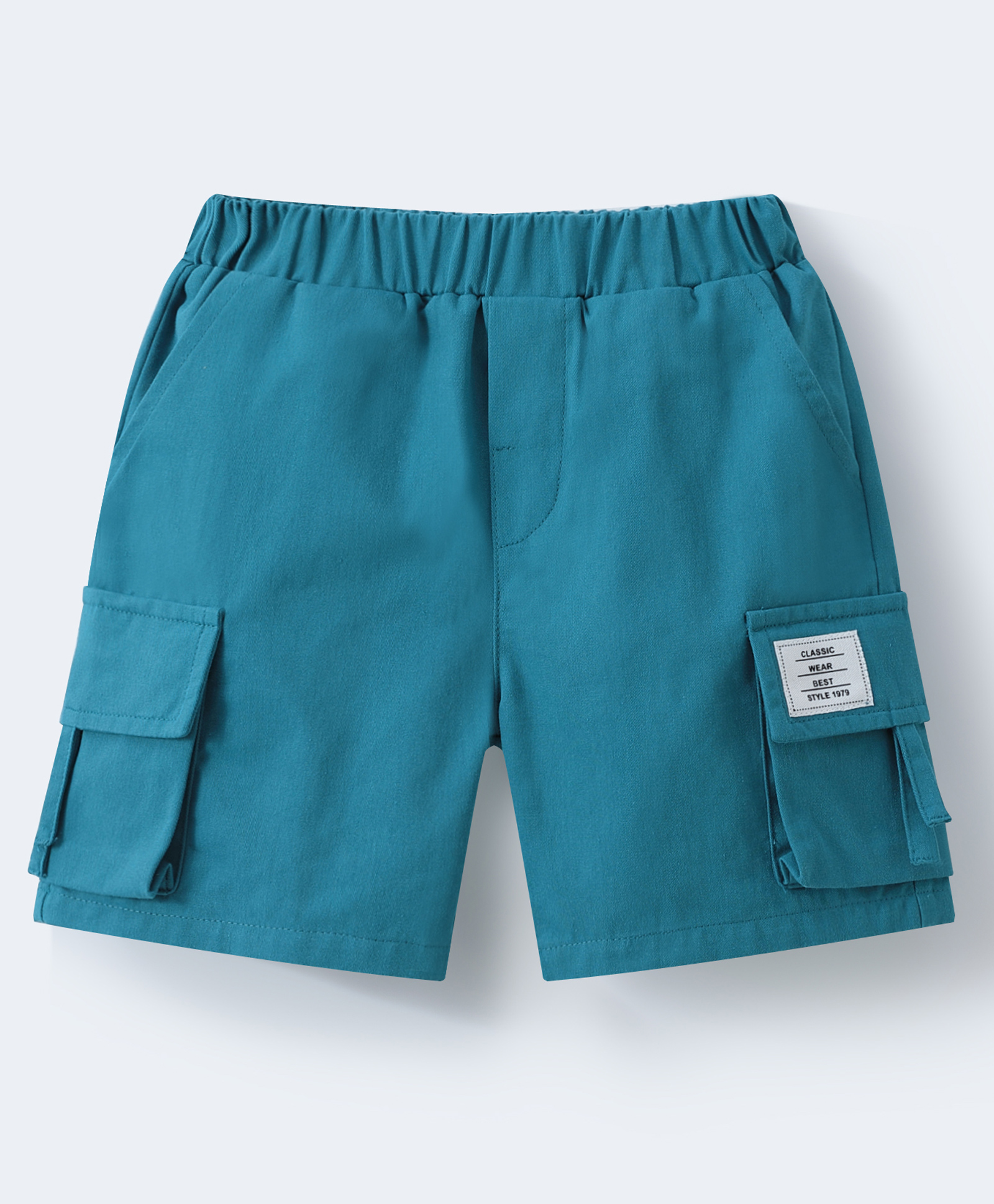 Mark & Mia Cotton Shorts With Text Patch - Teal Blue-image-9