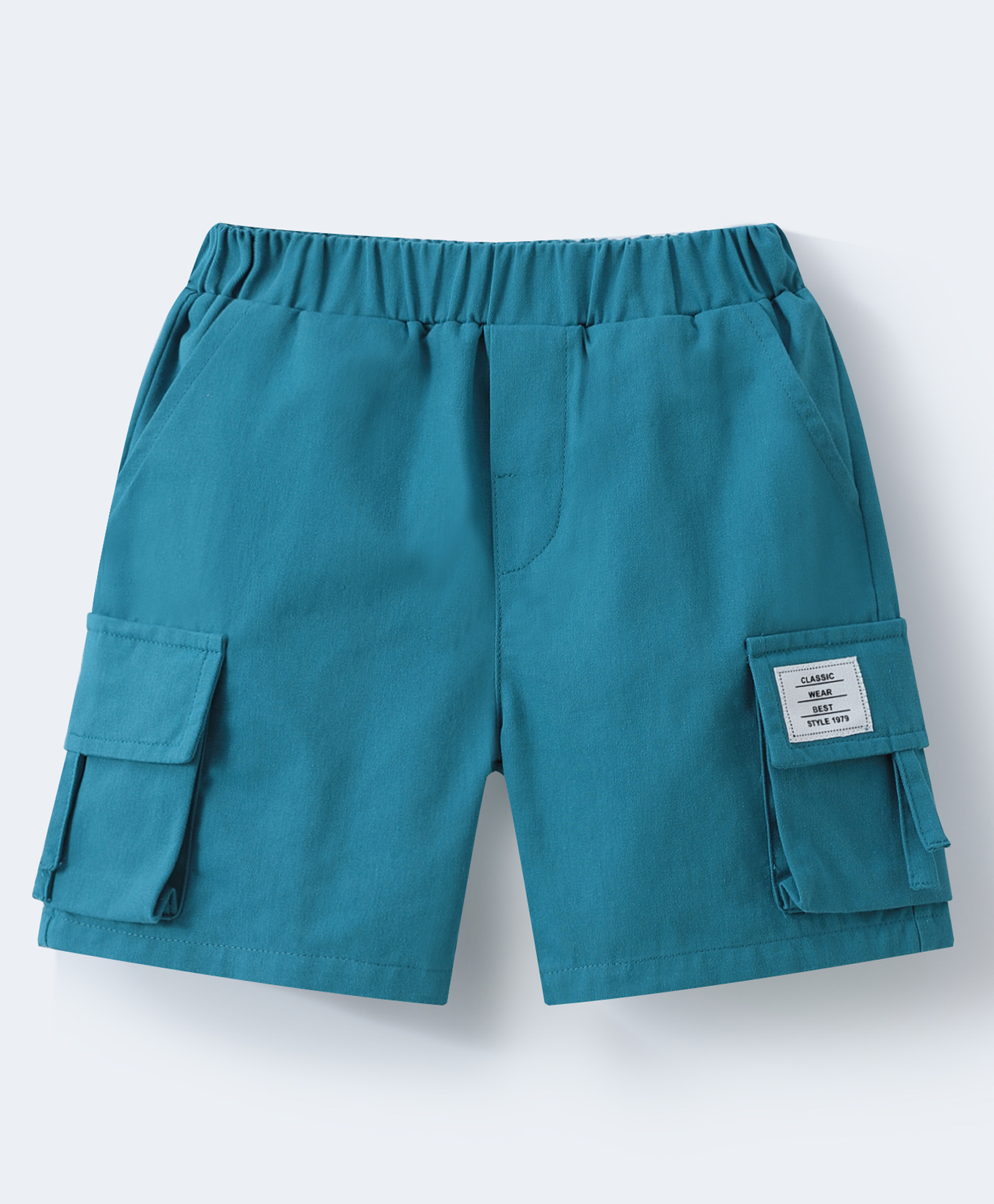 Mark & Mia Cotton Shorts With Text Patch - Teal Blue-picture-21