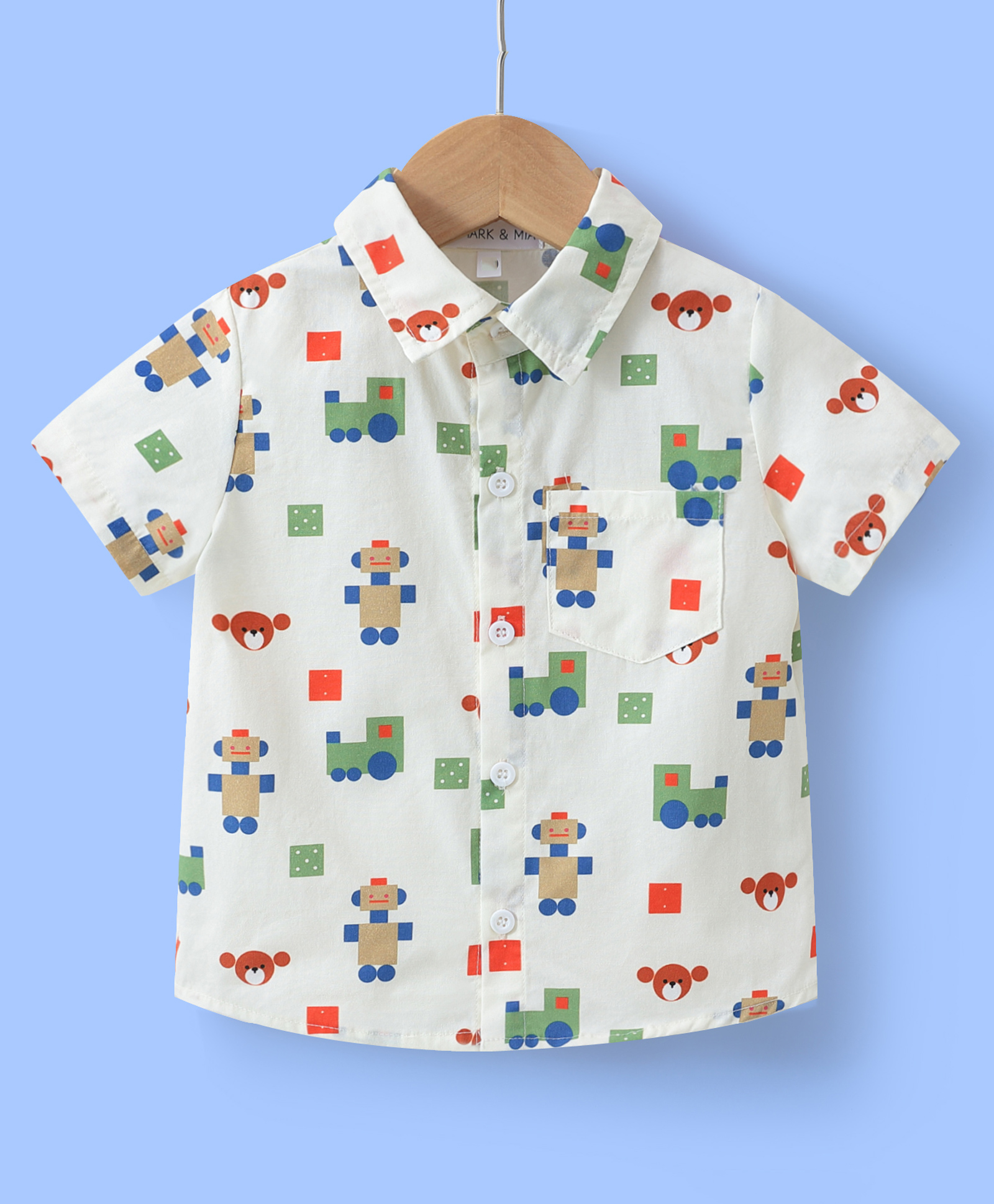 Mark & Mia Half Sleeves Printed Shirt - Beige-image-33