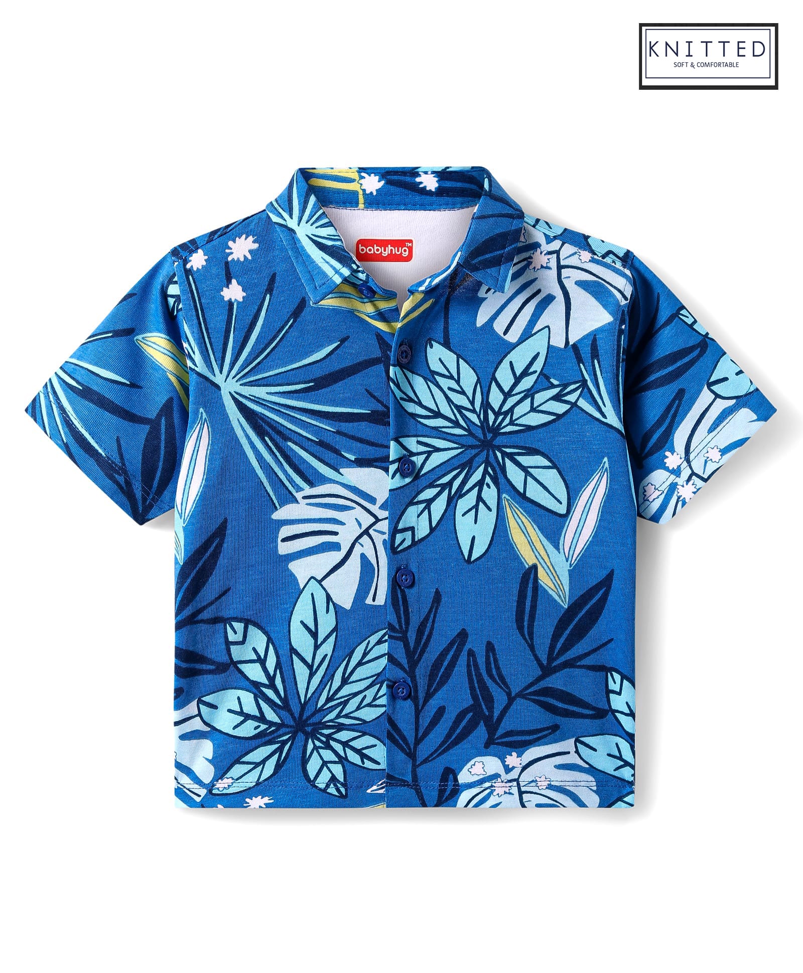 Babyhug Cotton KnitHalf Sleeves Tropical Theme Printed Shirt - Blue-image-15