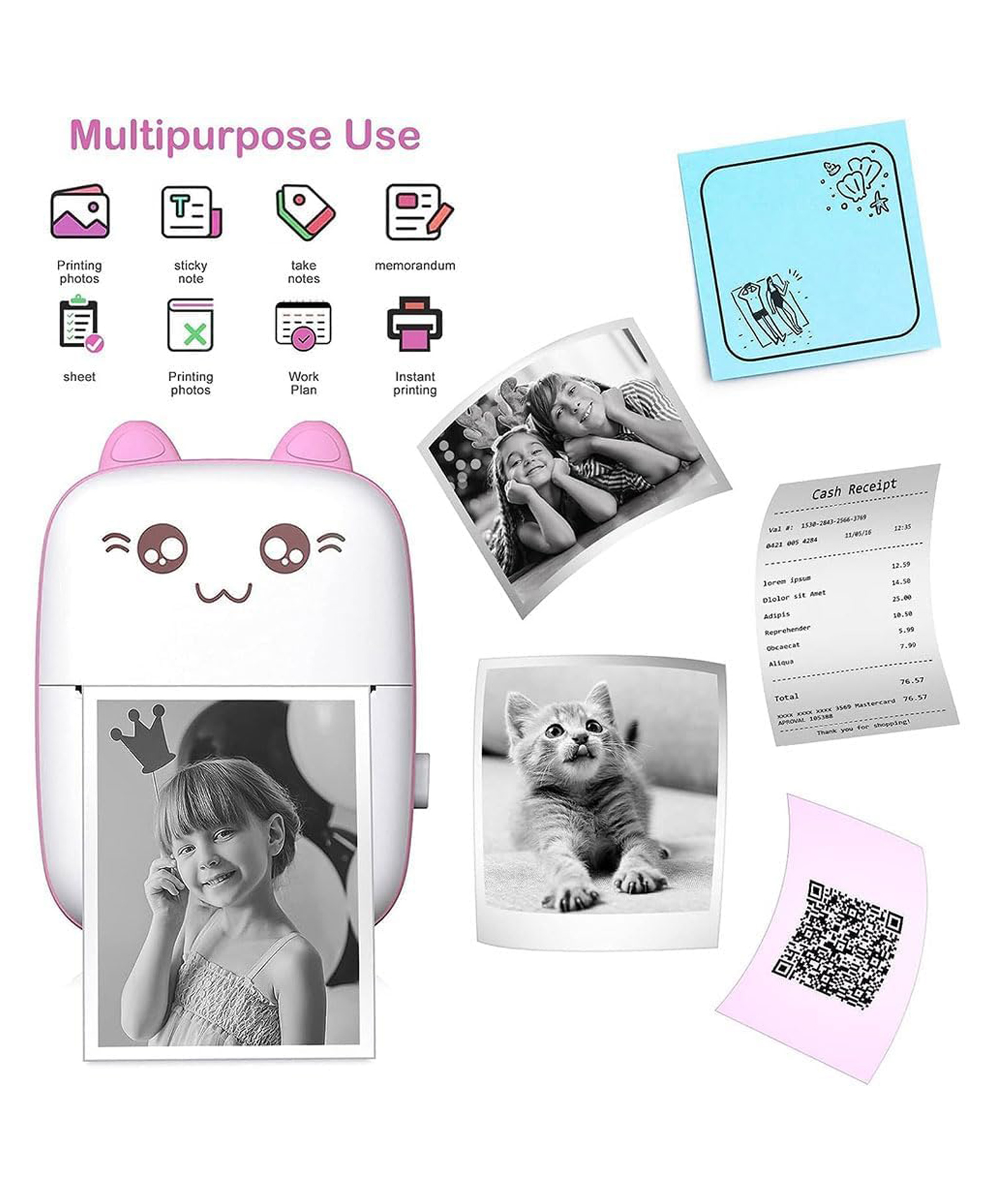 Sanjary Mini Kids Pocket Printer, Inkless Thermal Printing, Bluetooth, iOS & Android Compatible, Prints Labels color design may vary-image-45