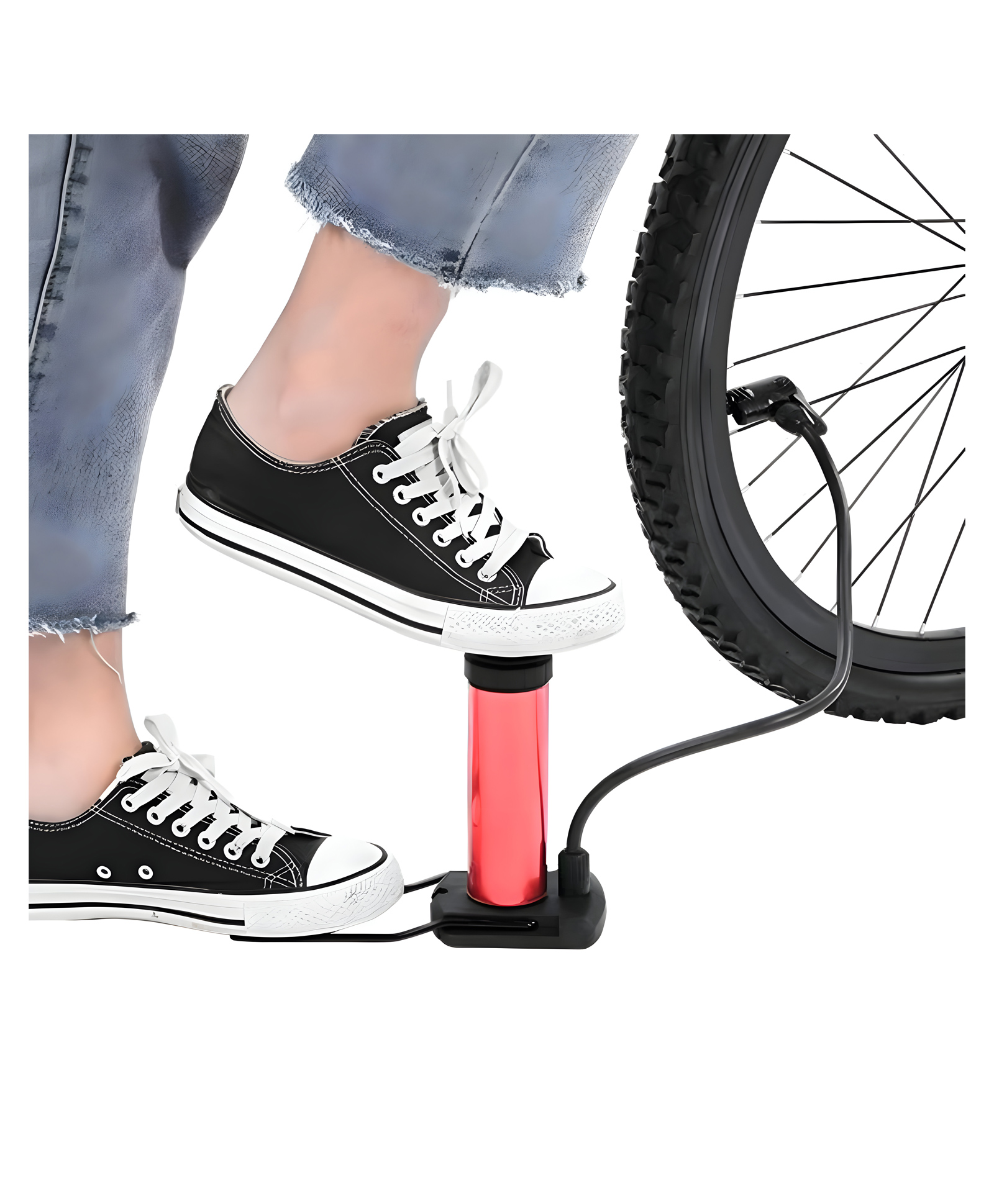 COZY VIBES Portable Air Foot Pump for Motorbike, for Cars, Bicycle, Football,Mattress etc - PACK OF 1 - COLOR MAY VARY-image-2