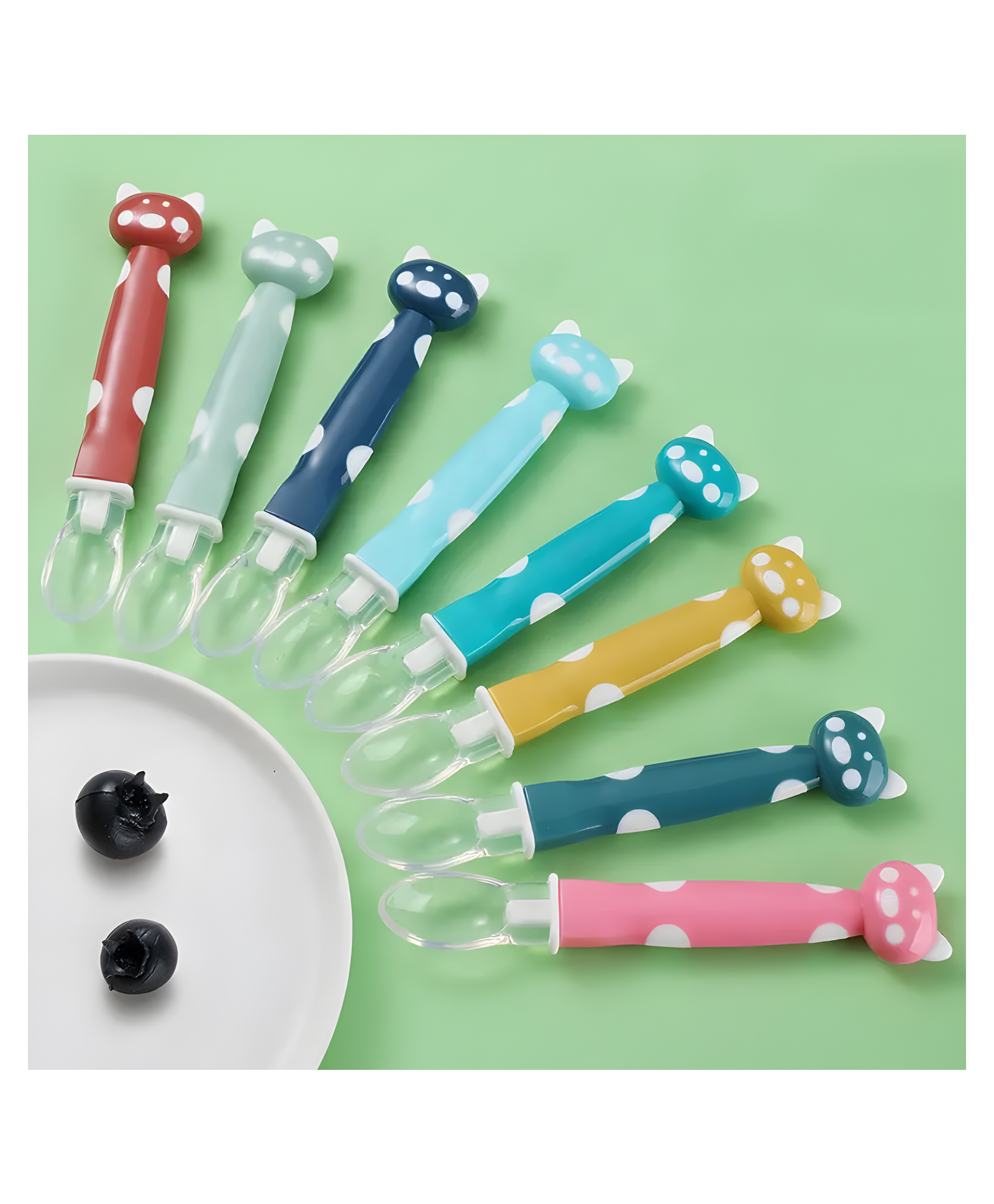 Cozy Vibes Carton Design Bpa Free Silicone Baby Products Feeding Spoon First Stage Training Silicone Baby Spoon for Infant - Pack of 1 - Color May Vary-image-6