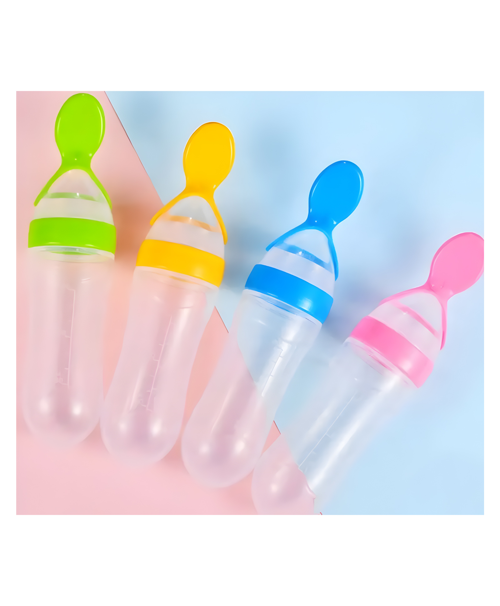Cozy Vibes Bpa Free Rice Paste Food Grade Silicone Feeder Baby Feeding Bottle with Spoon - Pack of 1 - Color May Vary-image-8