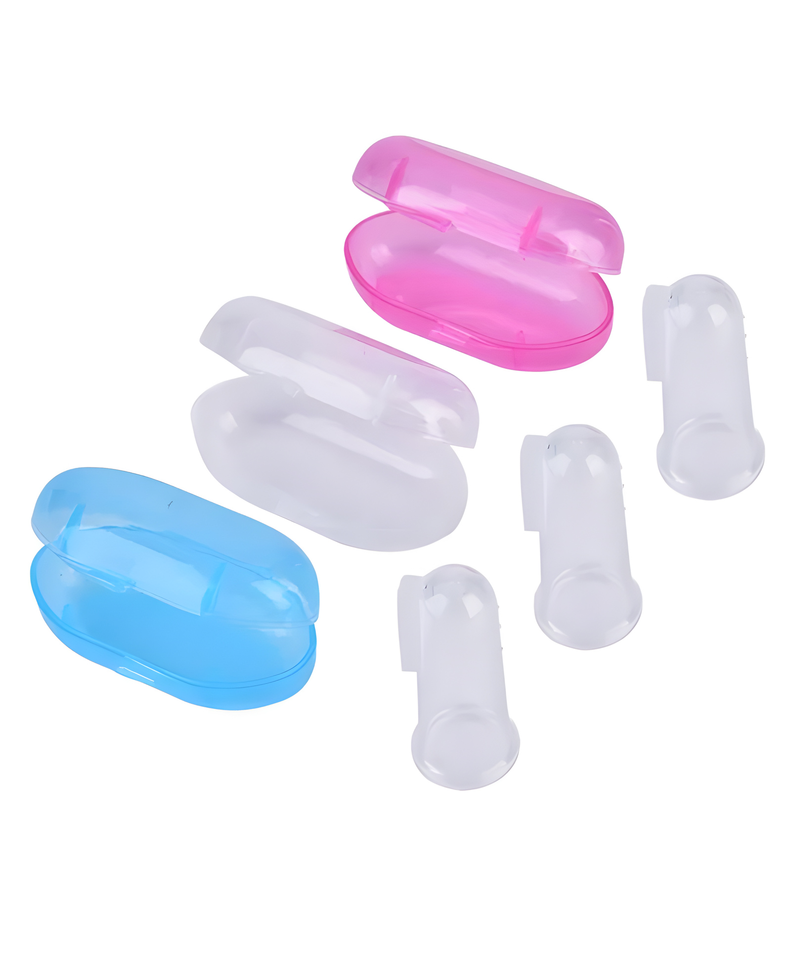 COZY VIBES Baby Kids Infant Finger Toothbrush with Case Tongue Brush Oral Cavity Cleaning Tool Silicone - PACK OF 1 - COLOR MAY VARY-image-34