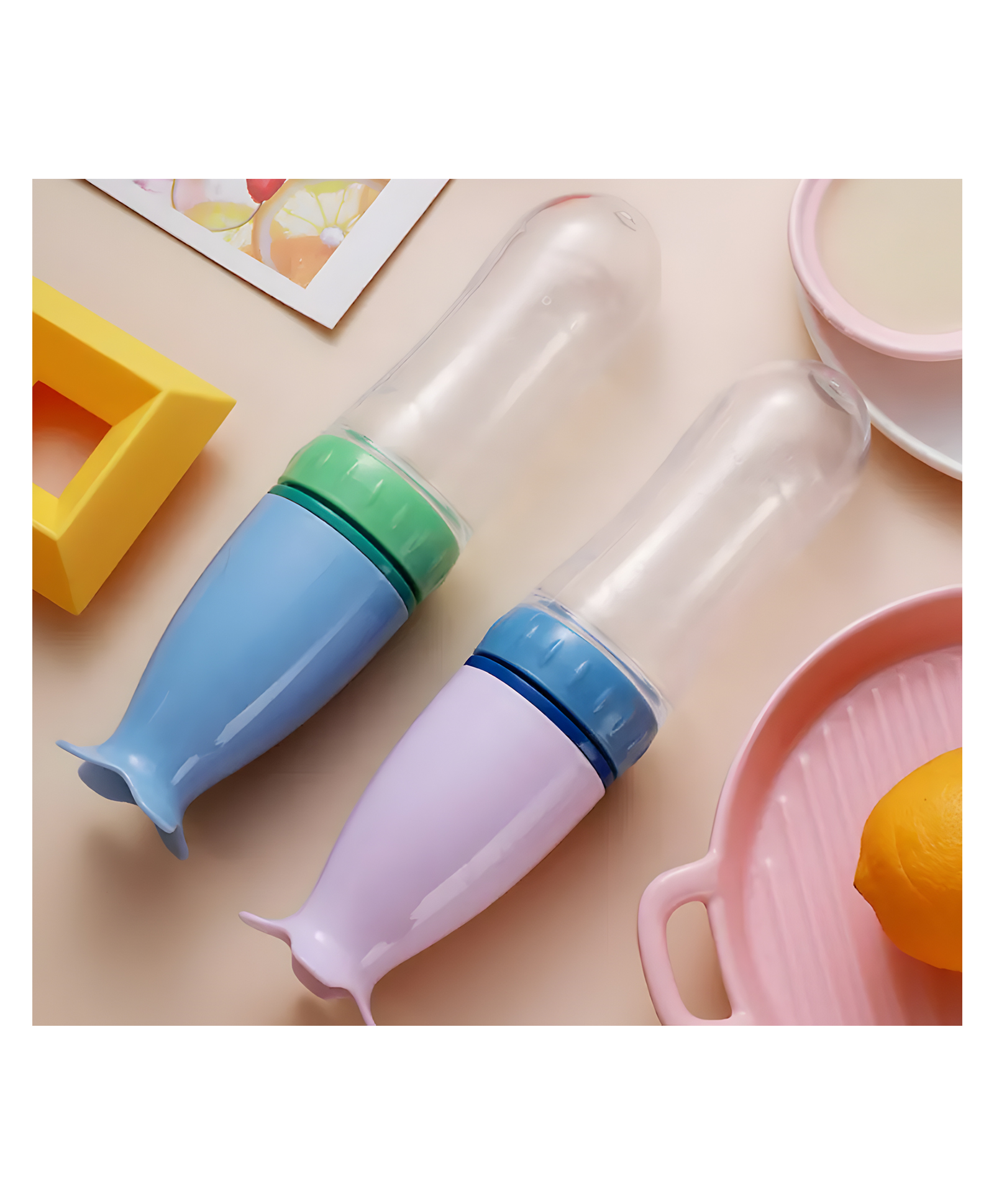 Cozy Vibes Bpa Free Silicone Squeeze Bottle Spoon Toddler Food Dispensing Spoon Baby Feeding Bottle Spoon - Pack of 1 - Color May Vary-image-6