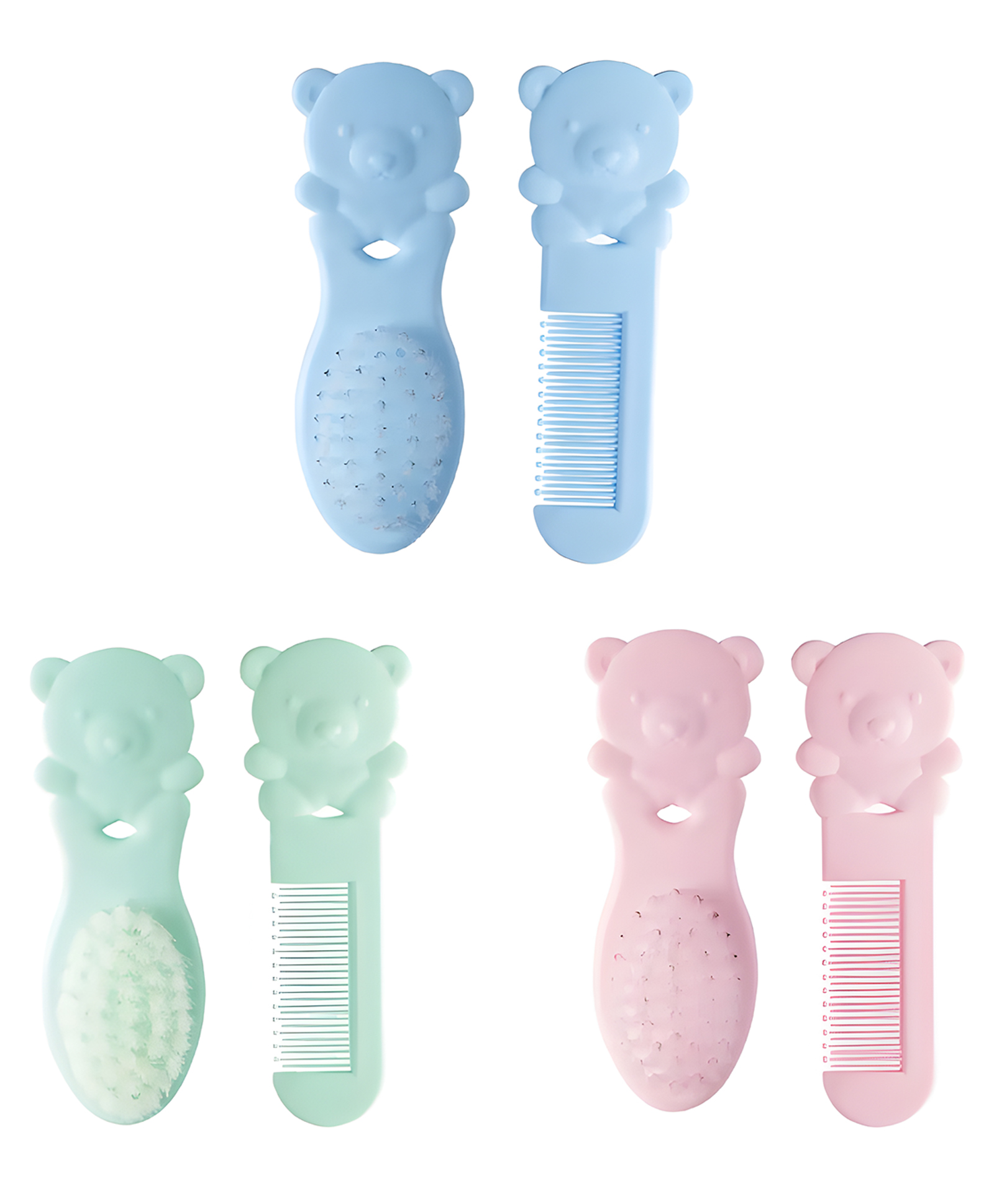 Cozy Vibes Soft Bebe 2pcs Plastic Abs Care Product Carton Bear Baby Hair Brush Comb Set - Pack of 1 - Color May Vary-image-40