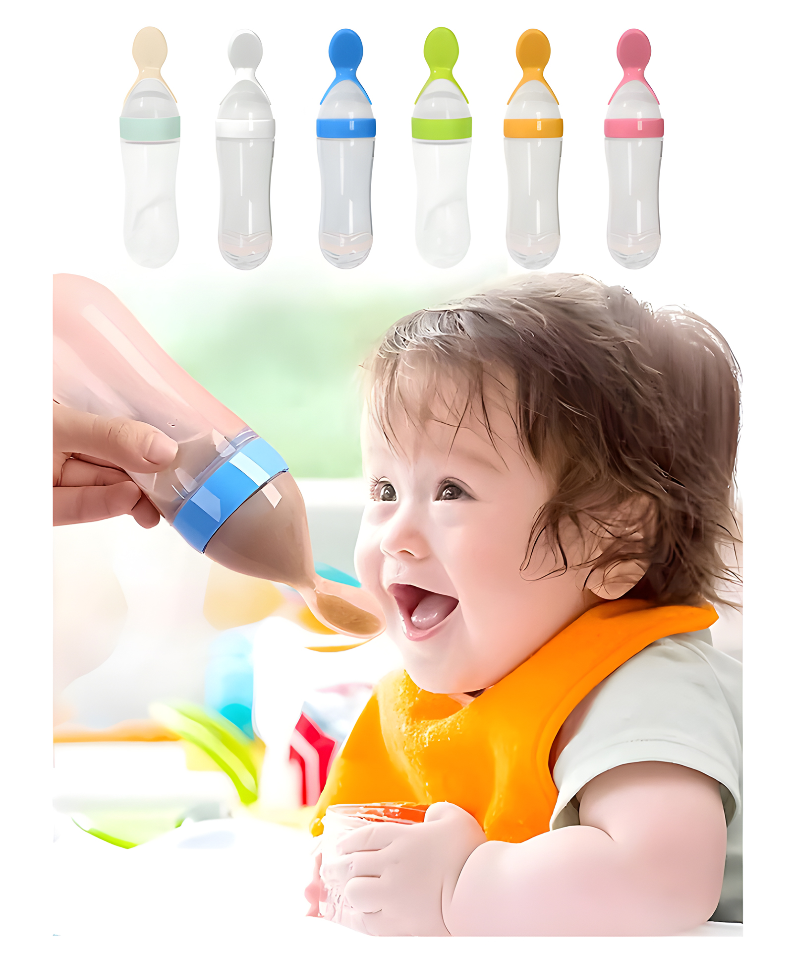 COZY VIBES Baby Rice Paste Spoon, Milk Bottle-Shaped Baby Squeeze Spoon, Infant Feeding Bottle For Newborn Rice Paste, Silicone Feeding Tool For Feeding Soft Spoon For Feeding Baby Milk And Other Foods - PACK OF 1 - COLOR MAY VARY-image-11