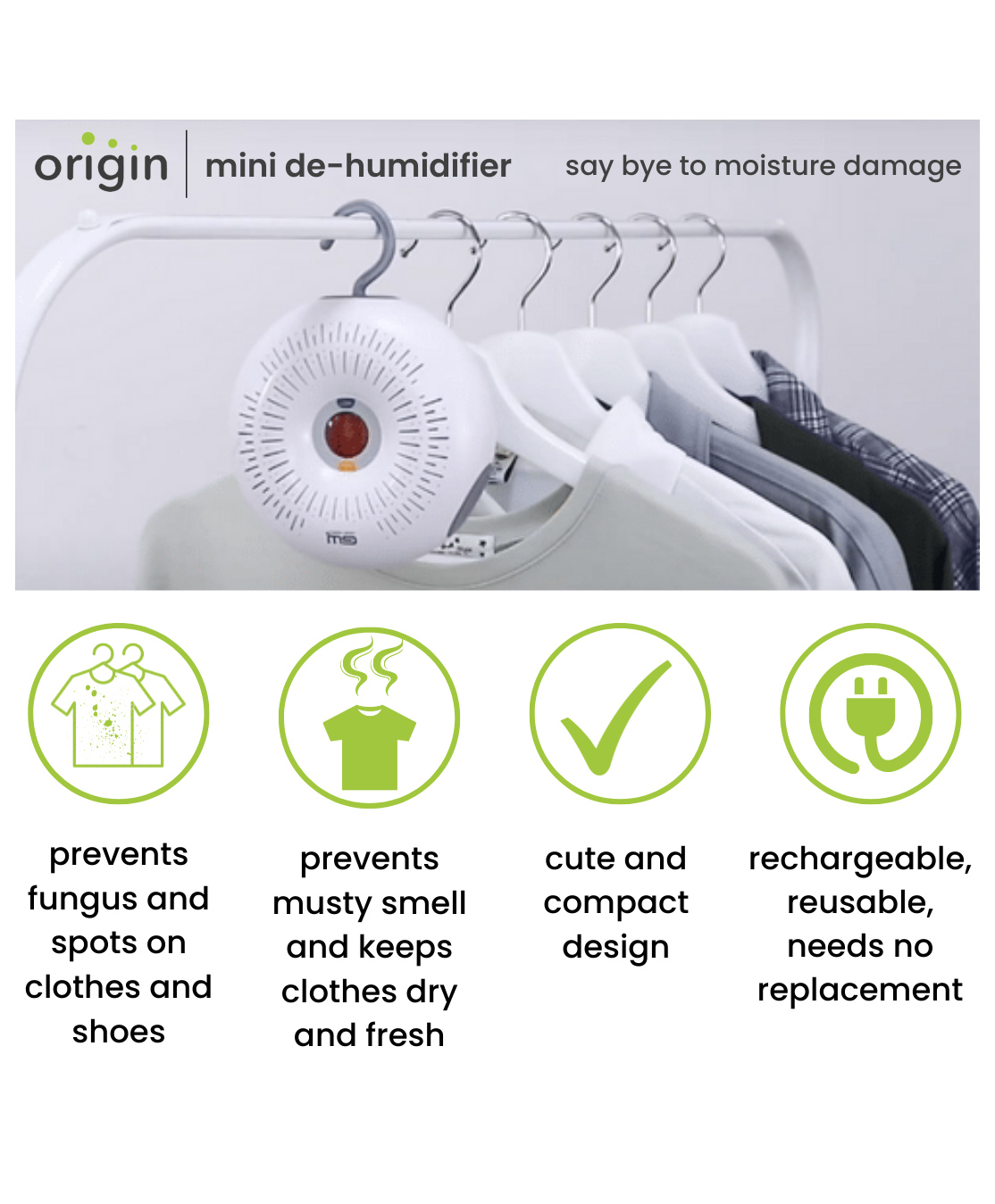 Origin De humidifiers Moisture Absorber + Mini Dehumidifier 68 Watts , 200 ml With Natural Silica Gel - White-picture-30