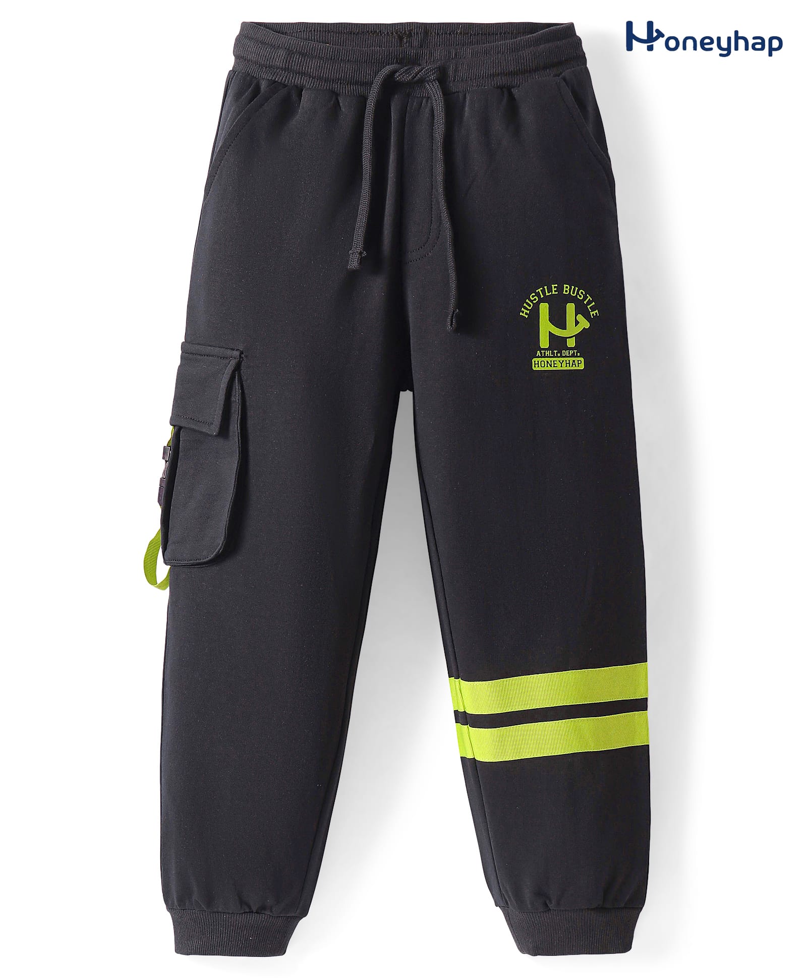 Honeyhap Premium100% Cotton Knit Lounge Pants With Bio Finish Cut & Sew Design- Black-image-11