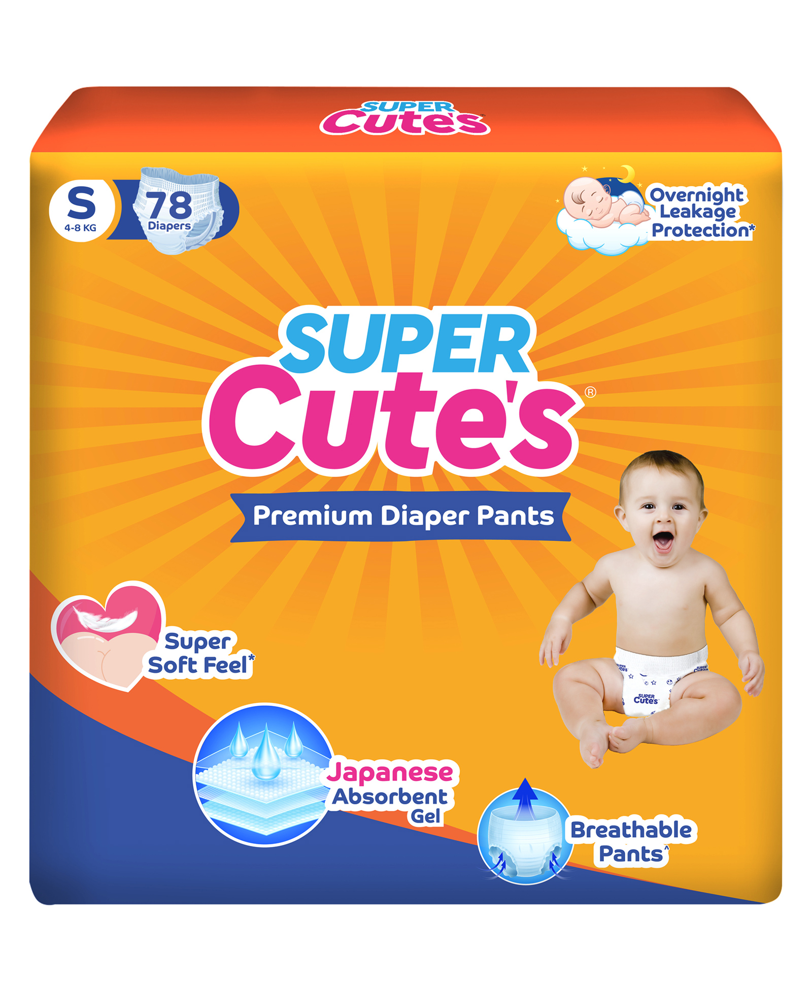 Super Cutes Pullups Pant Style Diaper Super Soft and Rash Free with Wetness Indicator Small - 78 Pieces-image-29