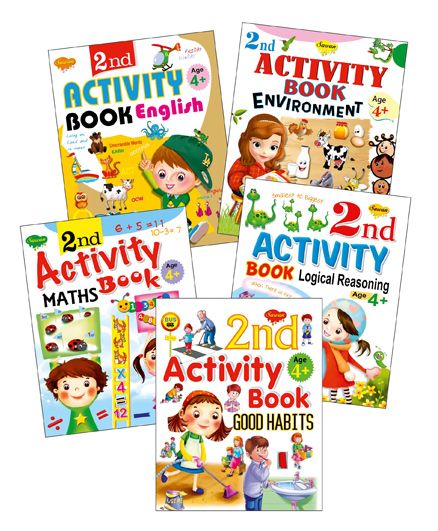 Sawan 2nd Activity Books Good Habits Environment Logical Reasoning English Maths Set of 5 - English-image-0