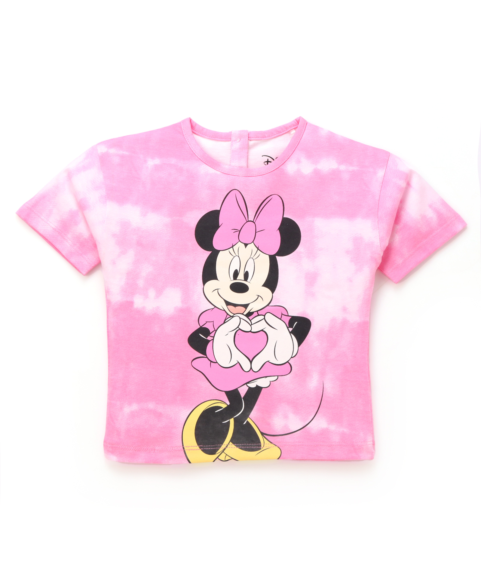 Babyhug Disney Single Jersey Knit Oversize Drop Shoulder Tie Dye T-Shirt With Minnie Mouse Graphic - Pink-image-41