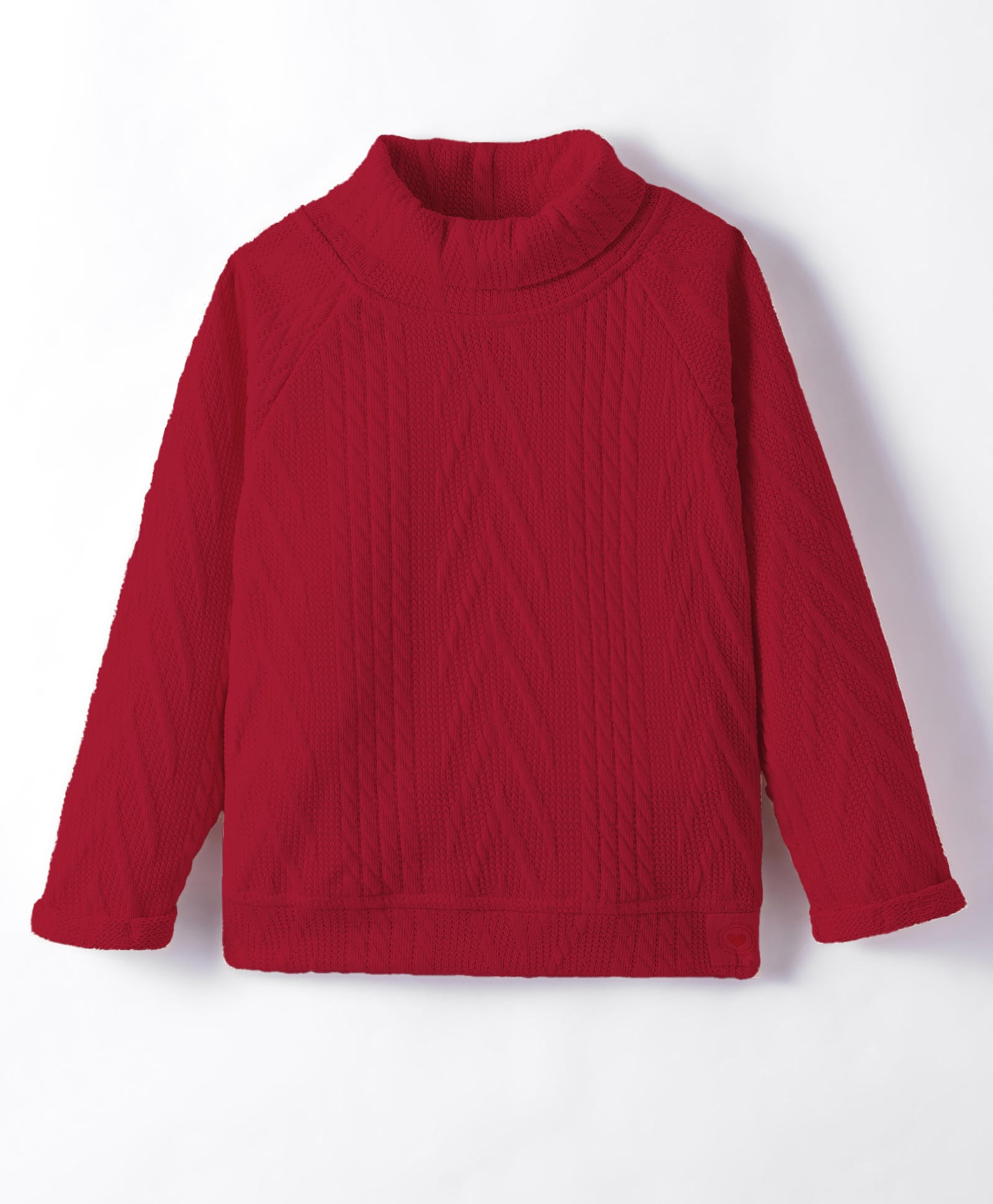 Little Kangaroos Fleece Knit Full Sleeves Solid Colour Sweatshirt - Dark Red-image-5
