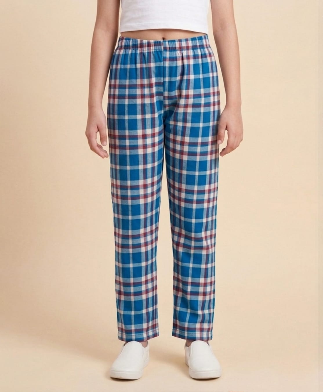 Funkrafts Cotton Woven Checked Pajama - Red & Blue-picture-4