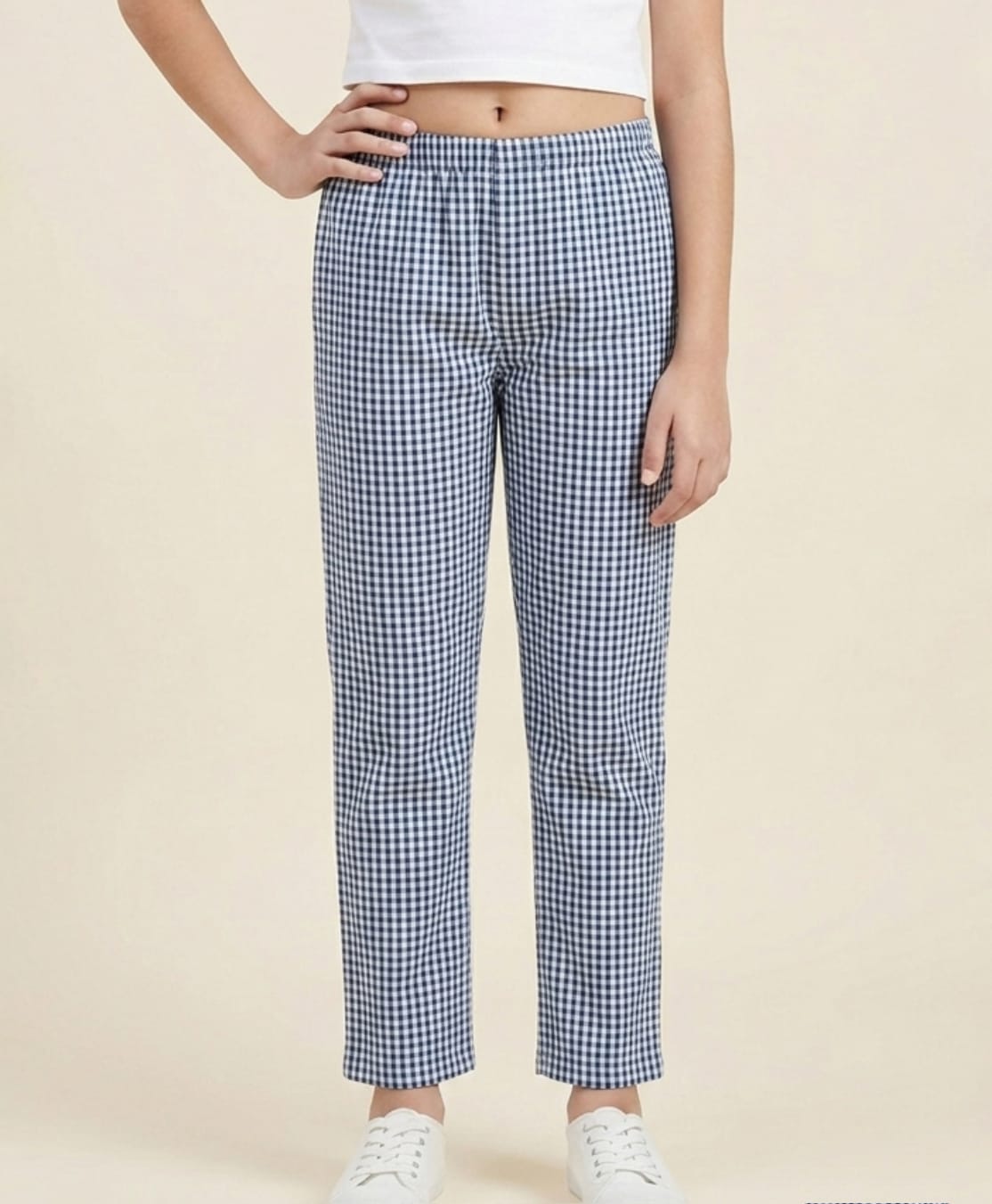 Funkrafts Cotton Woven Checked Pajama - White & Black-picture-11