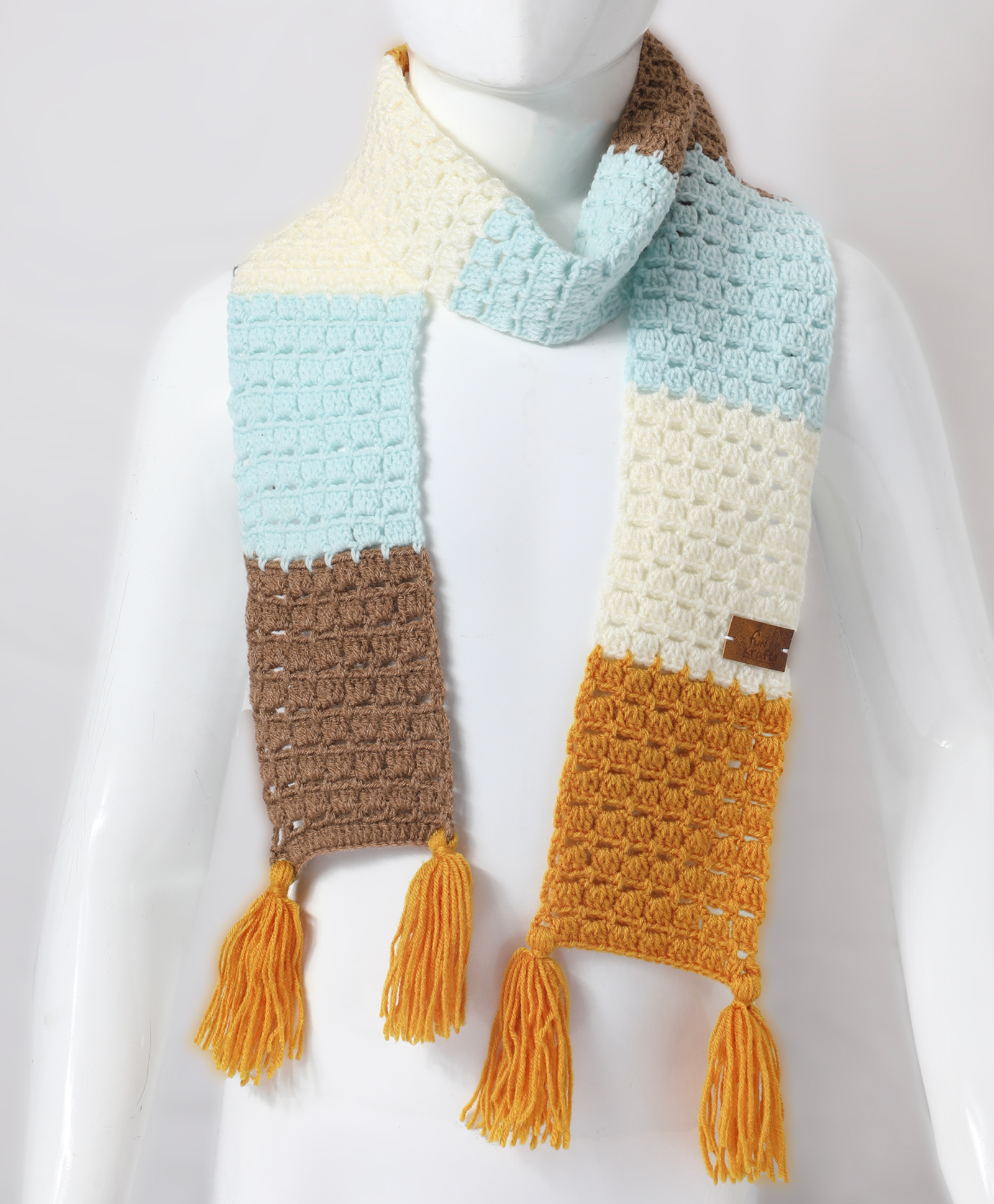 Funkrafts Handmade Woollen Colour Blocked Muffler - Multi Color-picture-19
