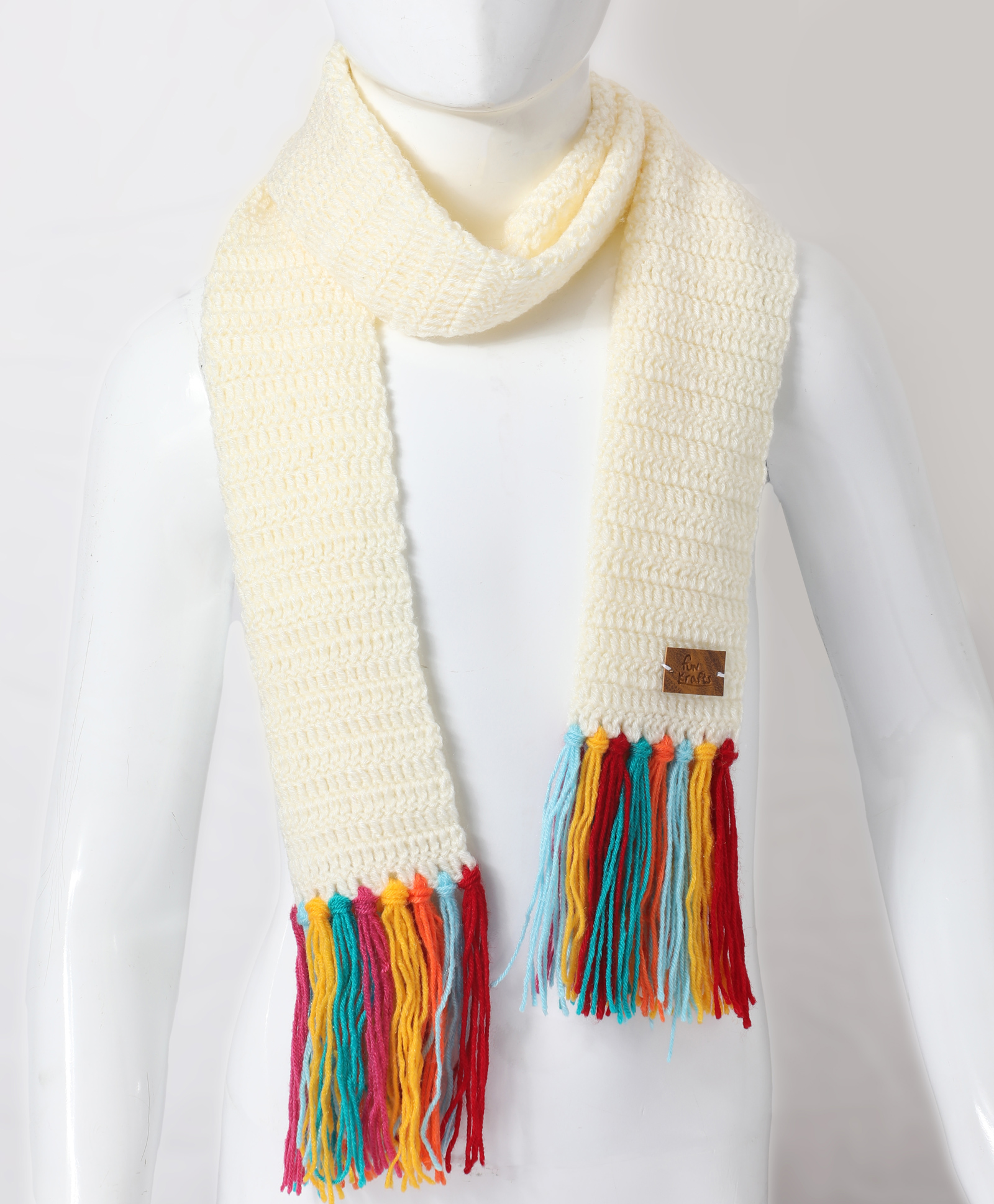 Funkrafts Handmade Woollen Muffler - Off White-picture-18