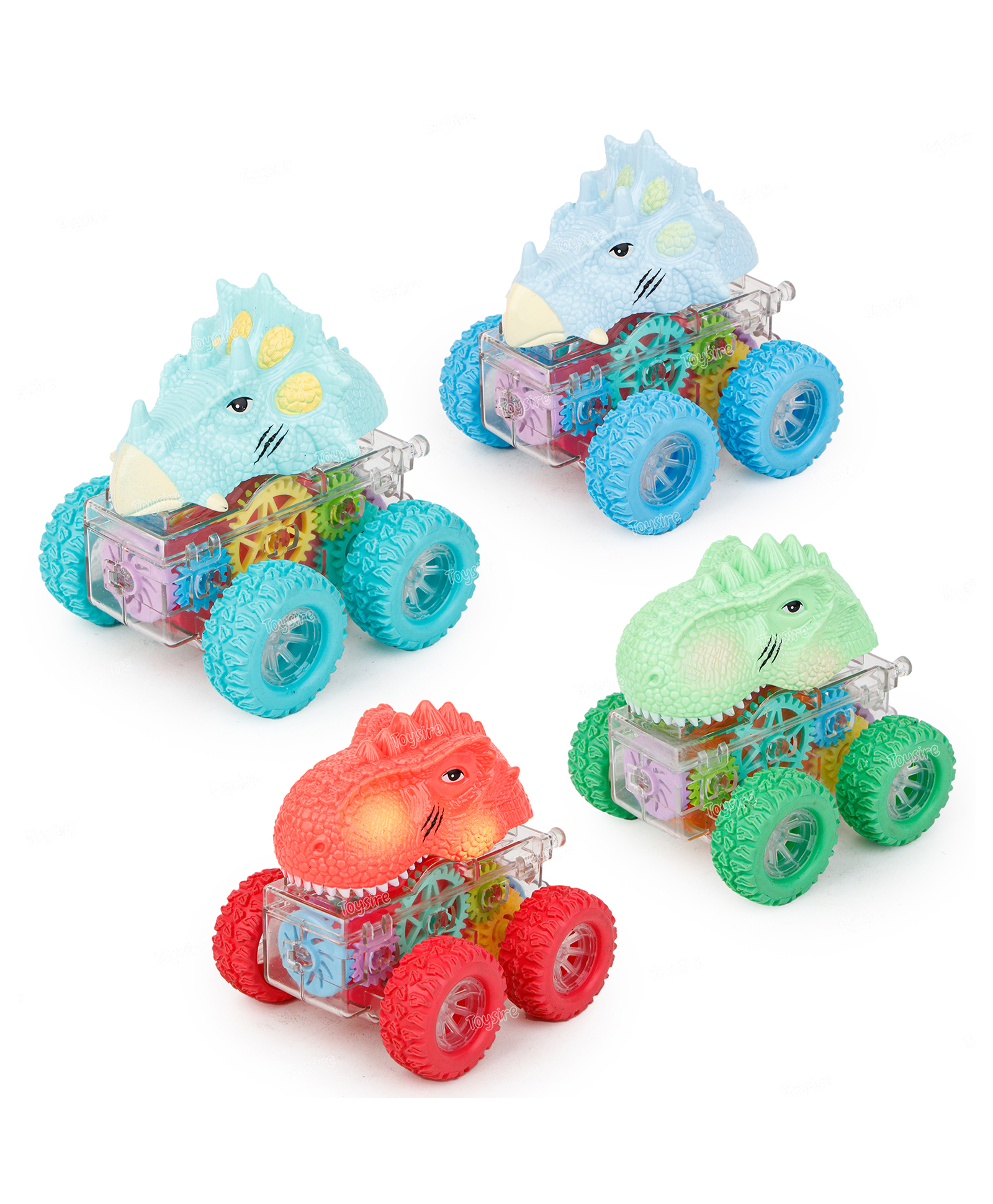 Toysire Dino Toys for 3 Year Old Boys and Toddlers Boy Toys Age 3,4,5 and Up Pull Back Toy Cars, Dinosaur Racing Cars(Pack of 4)-image-1