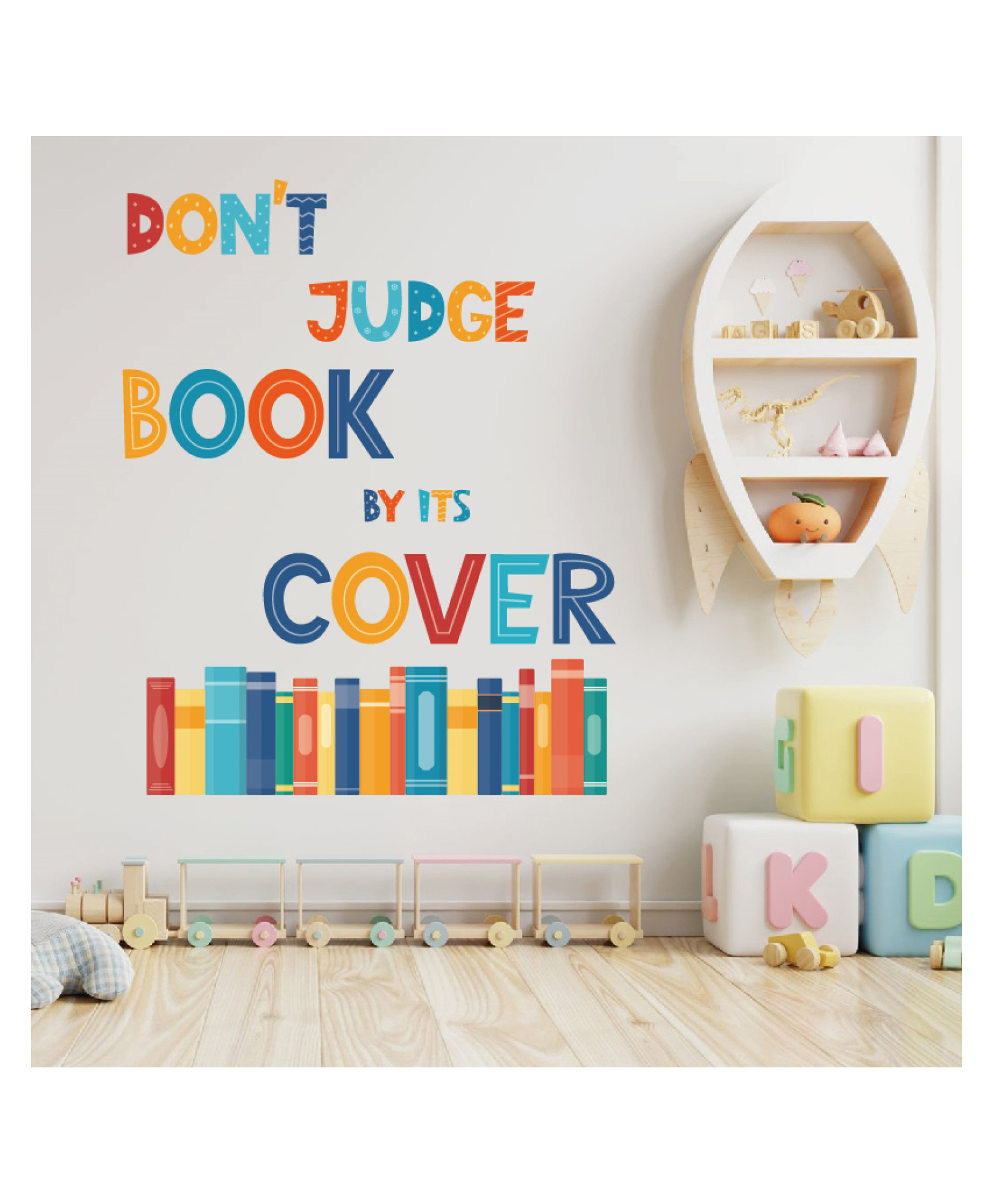 Jaamso Royals Colorful 'DON'T JUDGE BOOK BY IT'S COVER' Decorative Wall Sticker (30CM x 40CM)-picture-11